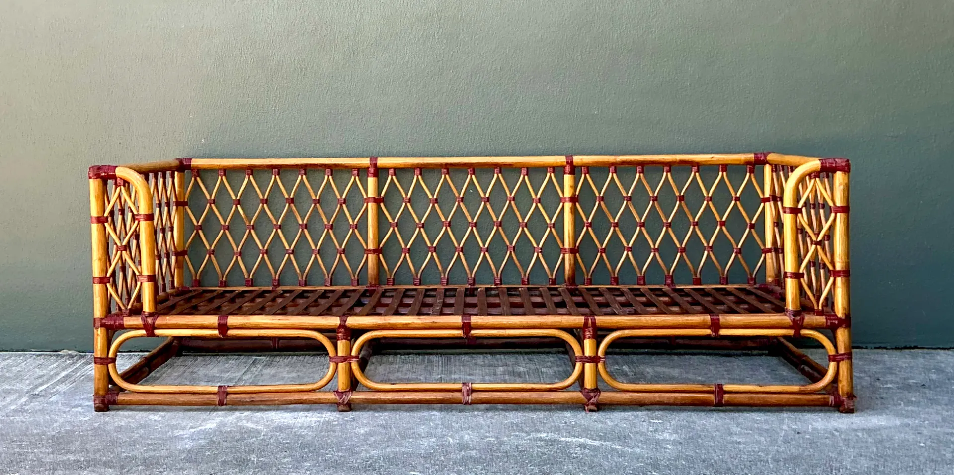 Vintage Trellis Rattan Sofa — additional photo 4