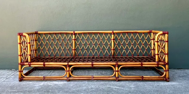Vintage Trellis Rattan Sofa — additional photo 4