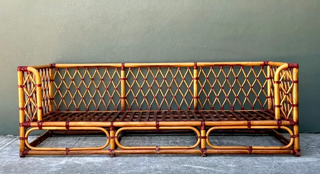 Vintage Trellis Rattan Sofa — additional photo 2