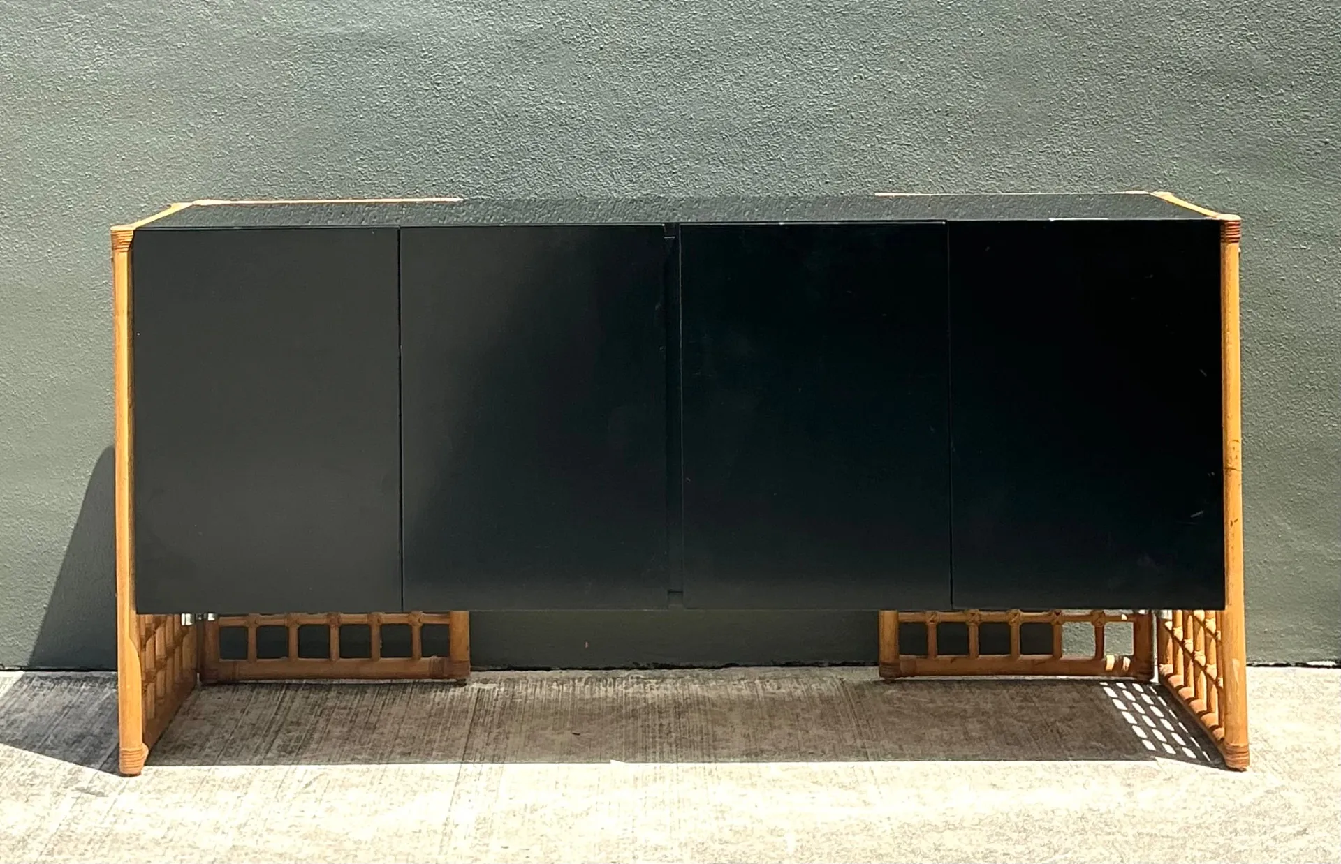 Vintage Rattan and Lacquered Wood Sideboard — additional photo 5