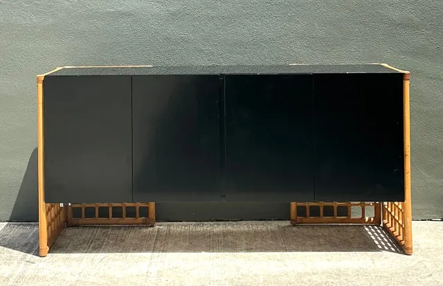 Vintage Rattan and Lacquered Wood Sideboard — additional photo 5