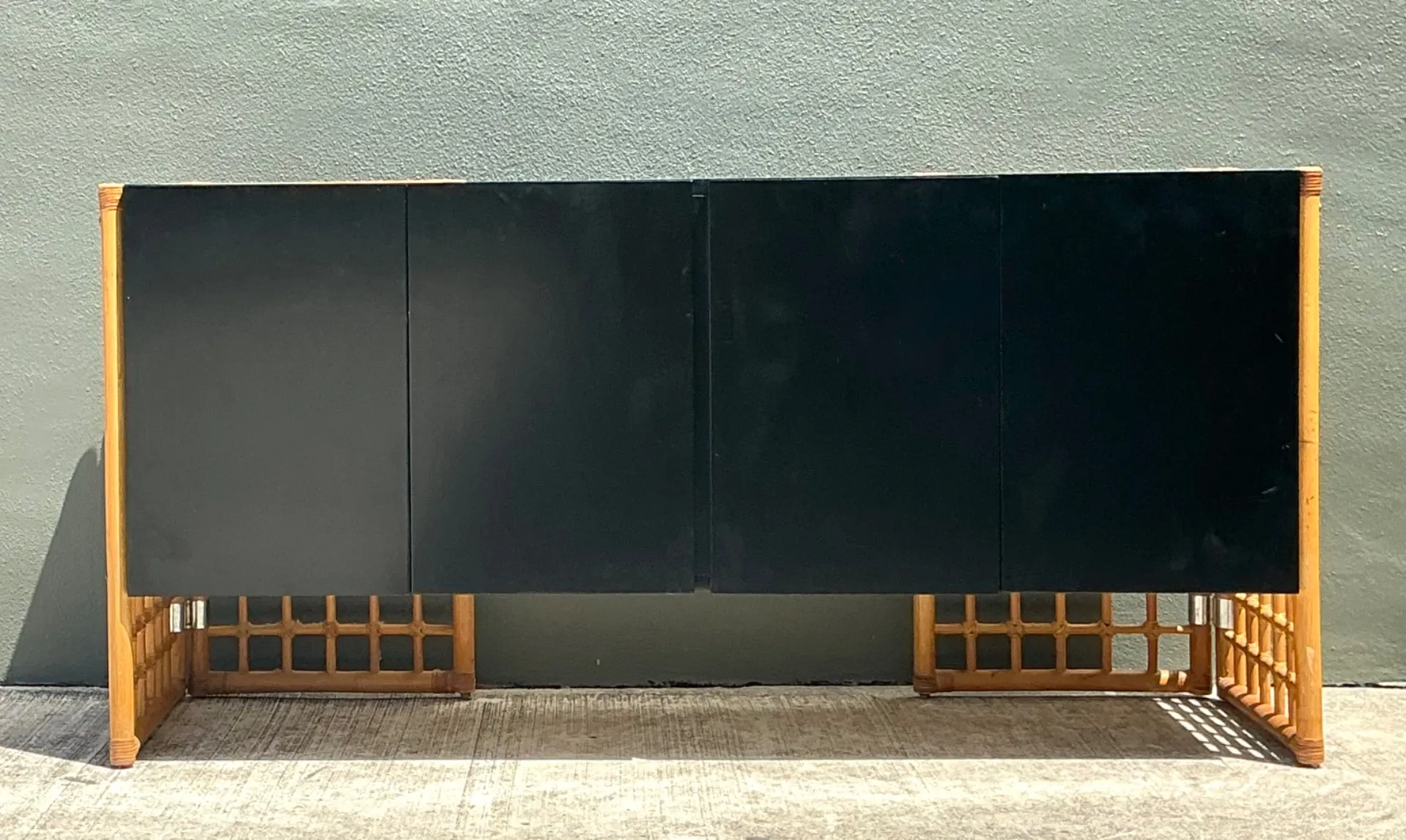 Vintage Rattan and Lacquered Wood Sideboard — additional photo 7