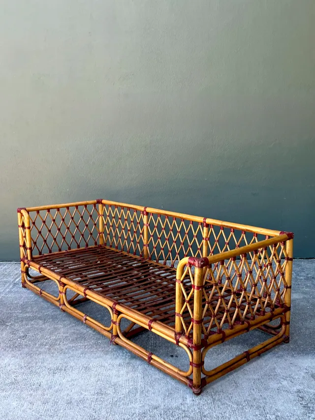 Vintage Trellis Rattan Sofa — additional photo 3