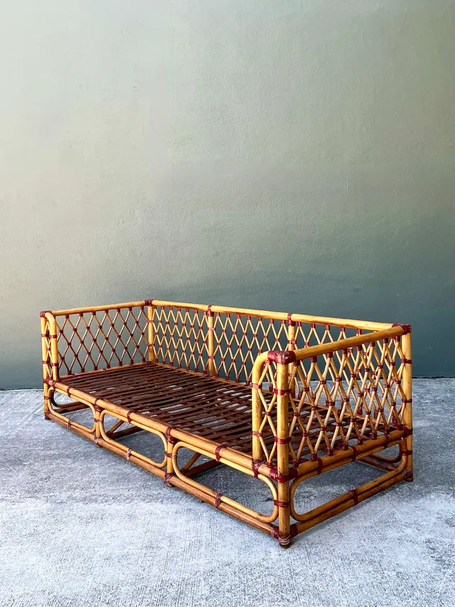 Vintage Trellis Rattan Sofa — additional photo 1