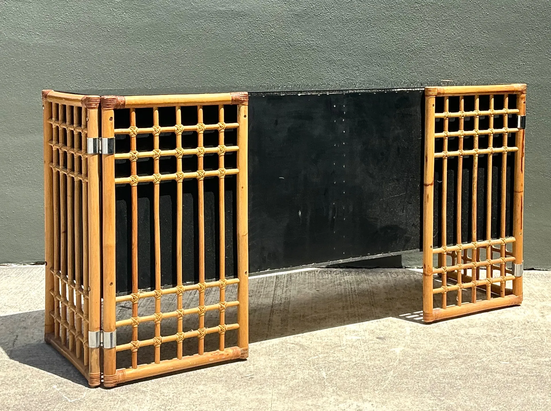 Vintage Rattan and Lacquered Wood Sideboard — additional photo 8