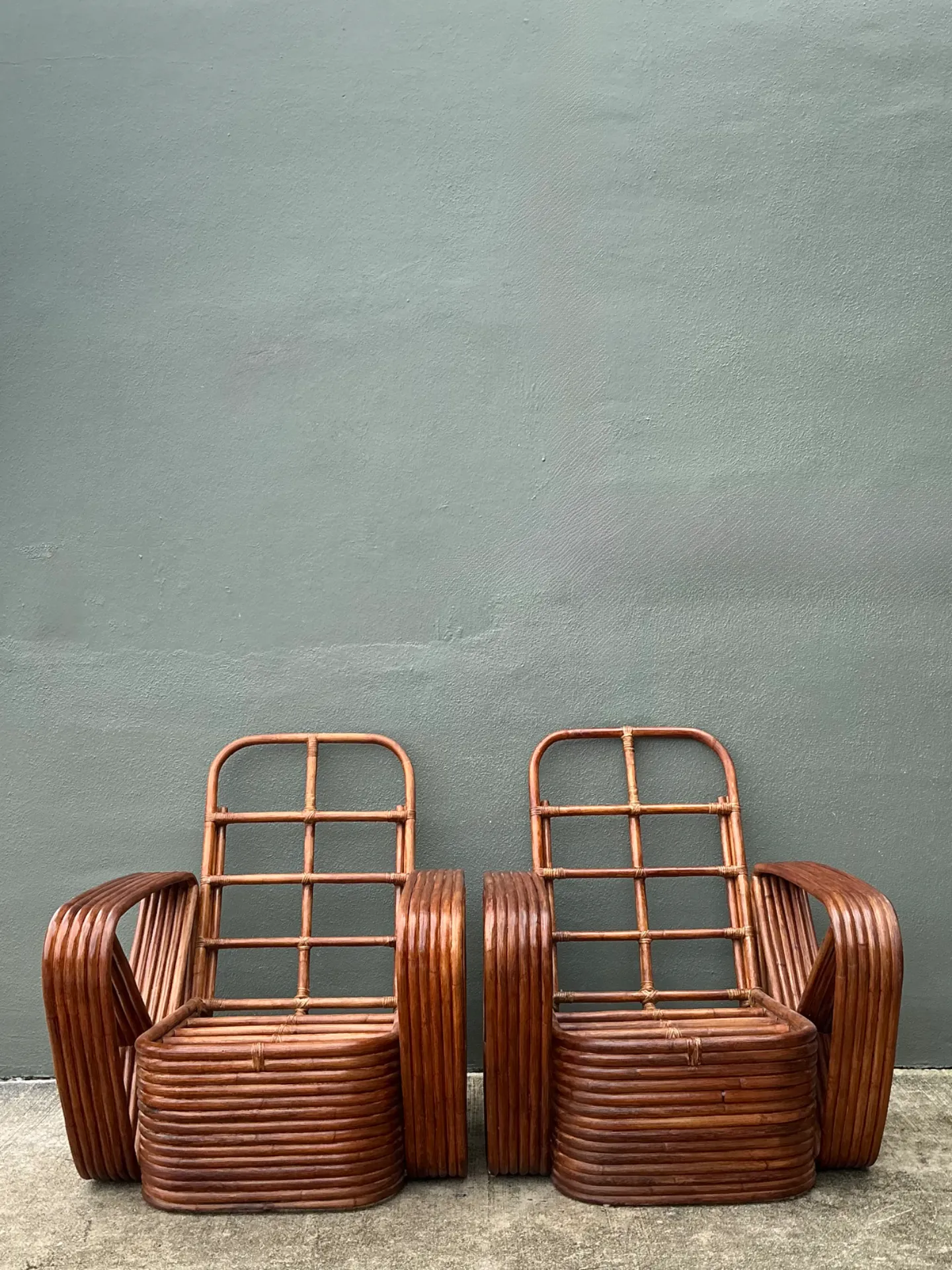 Vintage Paul Frankl Six Strand Rattan Lounge Chairs - A Pair — additional photo 1