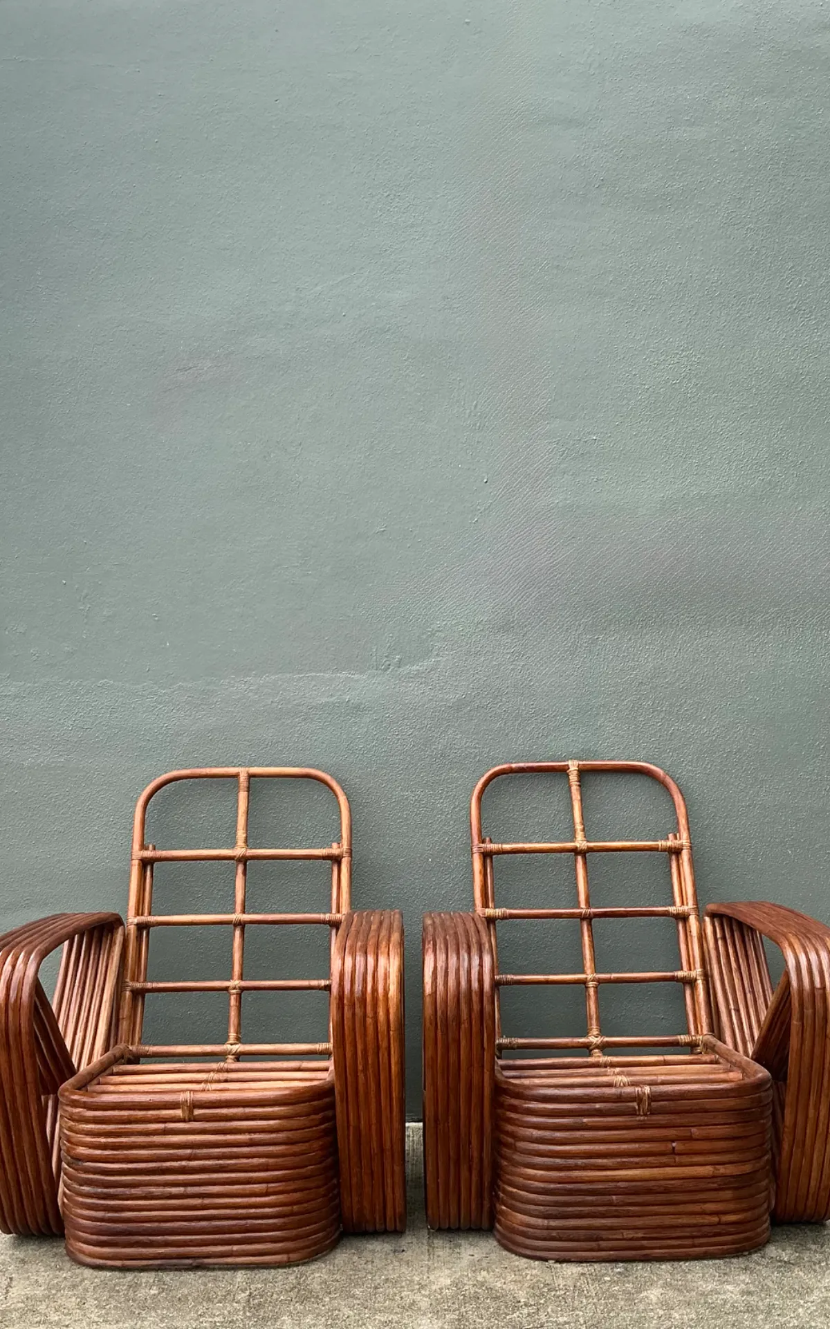 Vintage Paul Frankl Six Strand Rattan Lounge Chairs - A Pair — additional photo 1