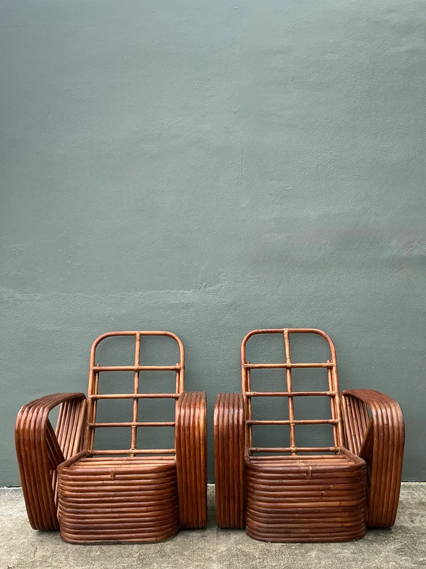Vintage Paul Frankl Six Strand Rattan Lounge Chairs - A Pair — additional photo 5