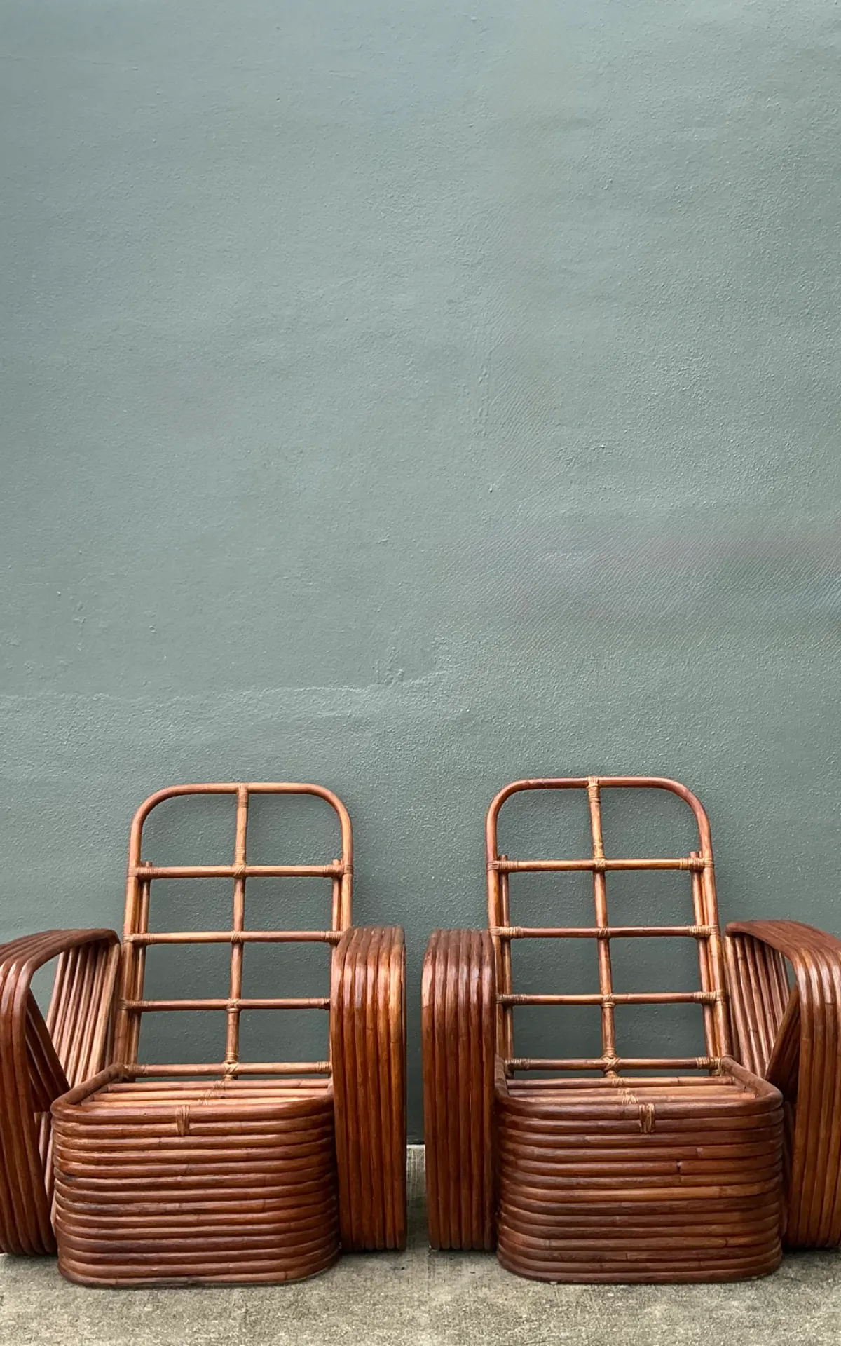 Vintage Paul Frankl Six Strand Rattan Lounge Chairs - A Pair — additional photo 5