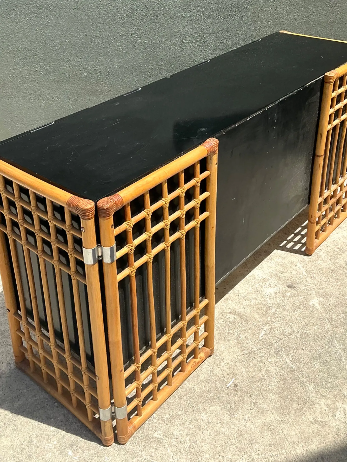 Vintage Rattan and Lacquered Wood Sideboard — additional photo 1