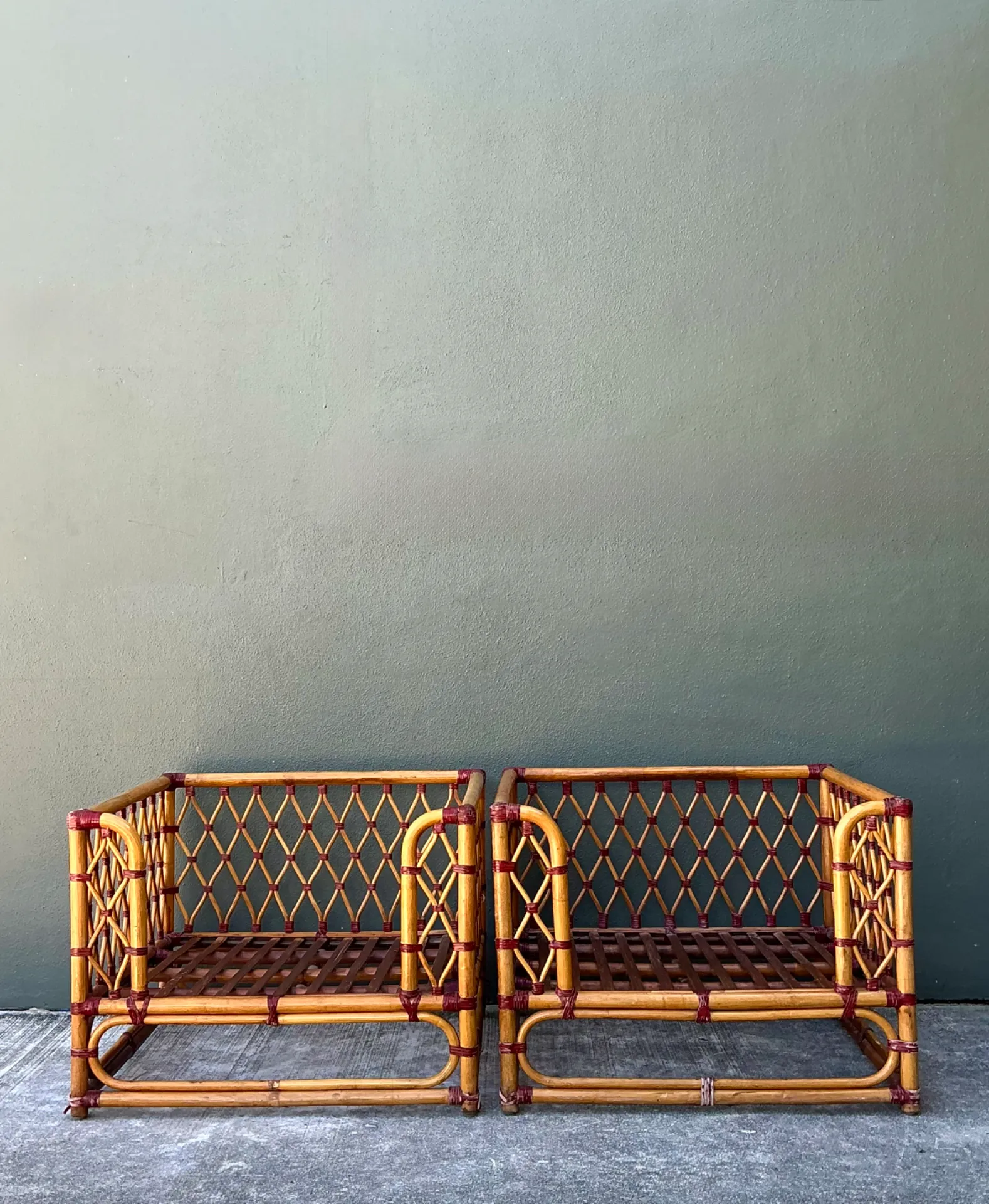 Vintage Wrapped Rattan Lounge Chairs - A Pair — additional photo 7