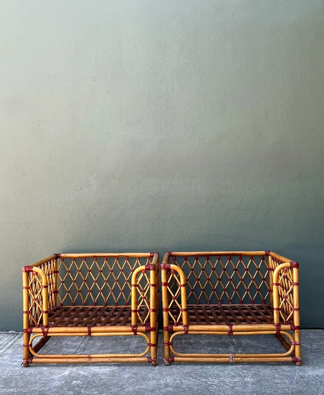 Vintage Wrapped Rattan Lounge Chairs - A Pair — additional photo 7