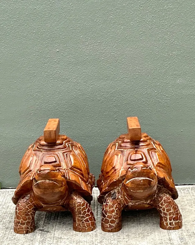 Vintage Carved Wood Turtle Coffee Table Pedestal — additional photo 5
