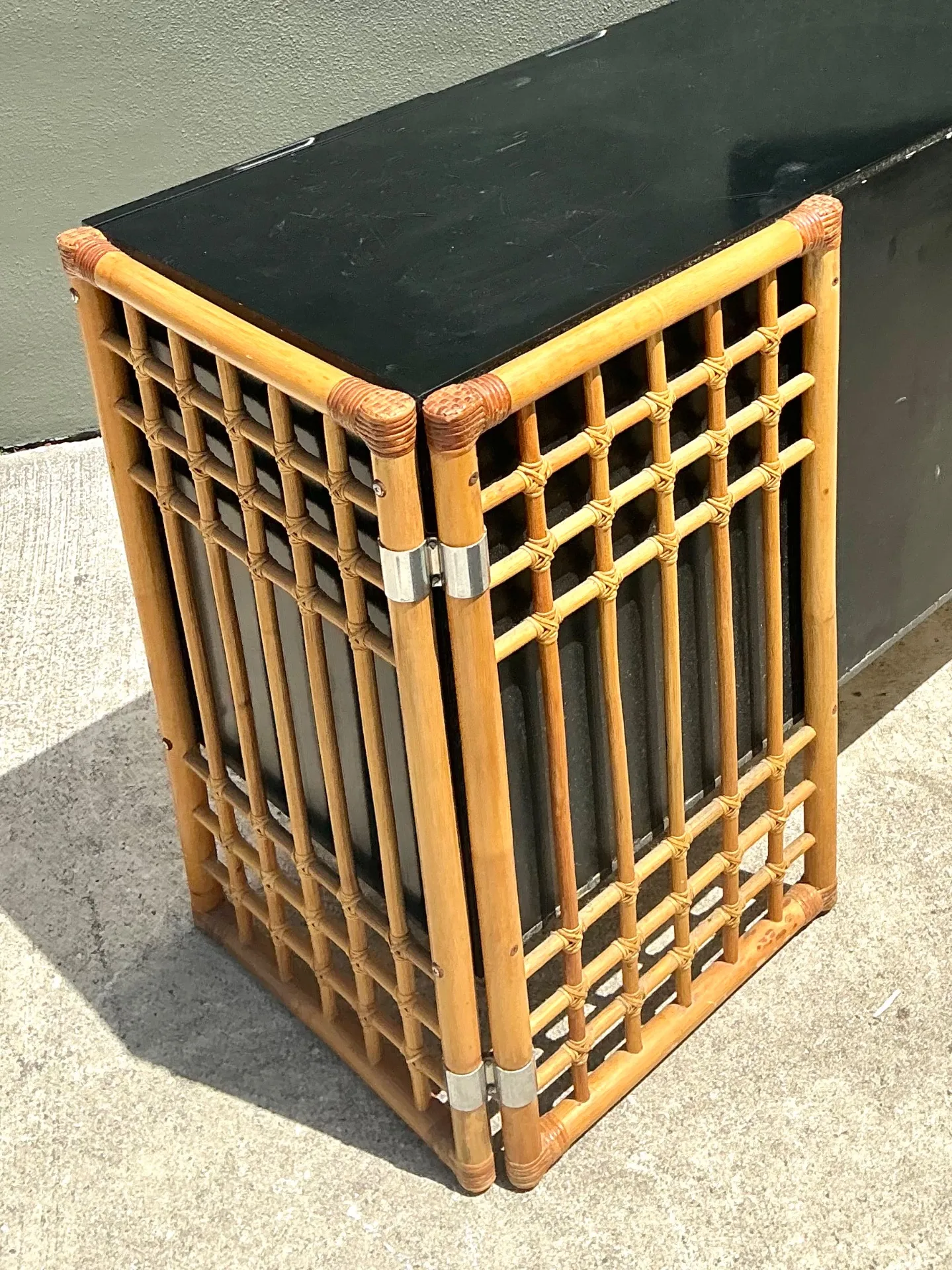 Vintage Rattan and Lacquered Wood Sideboard — additional photo 6