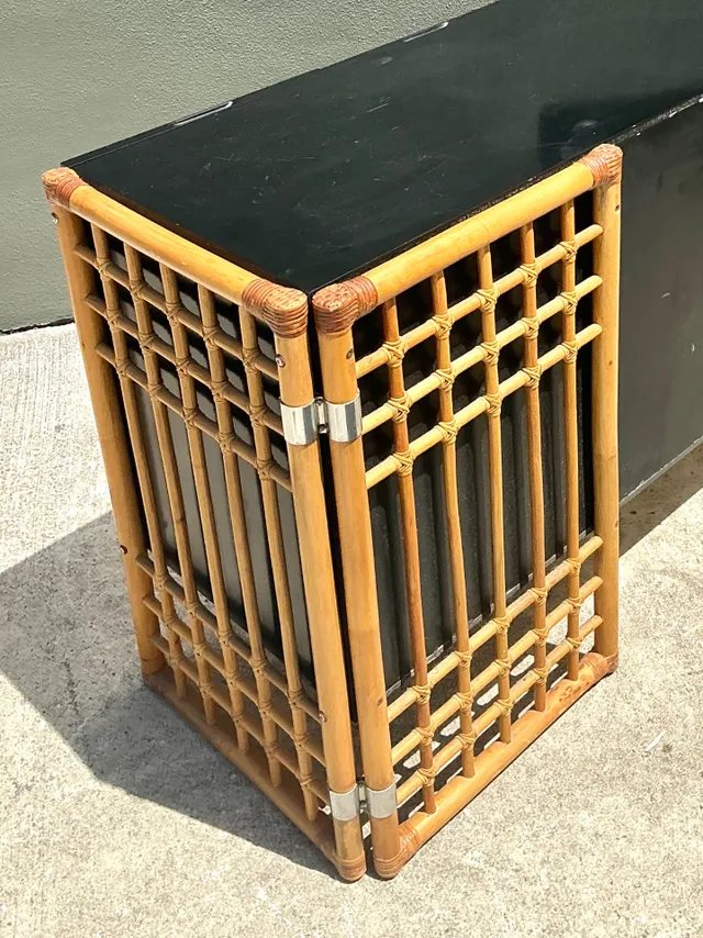 Vintage Rattan and Lacquered Wood Sideboard — additional photo 6