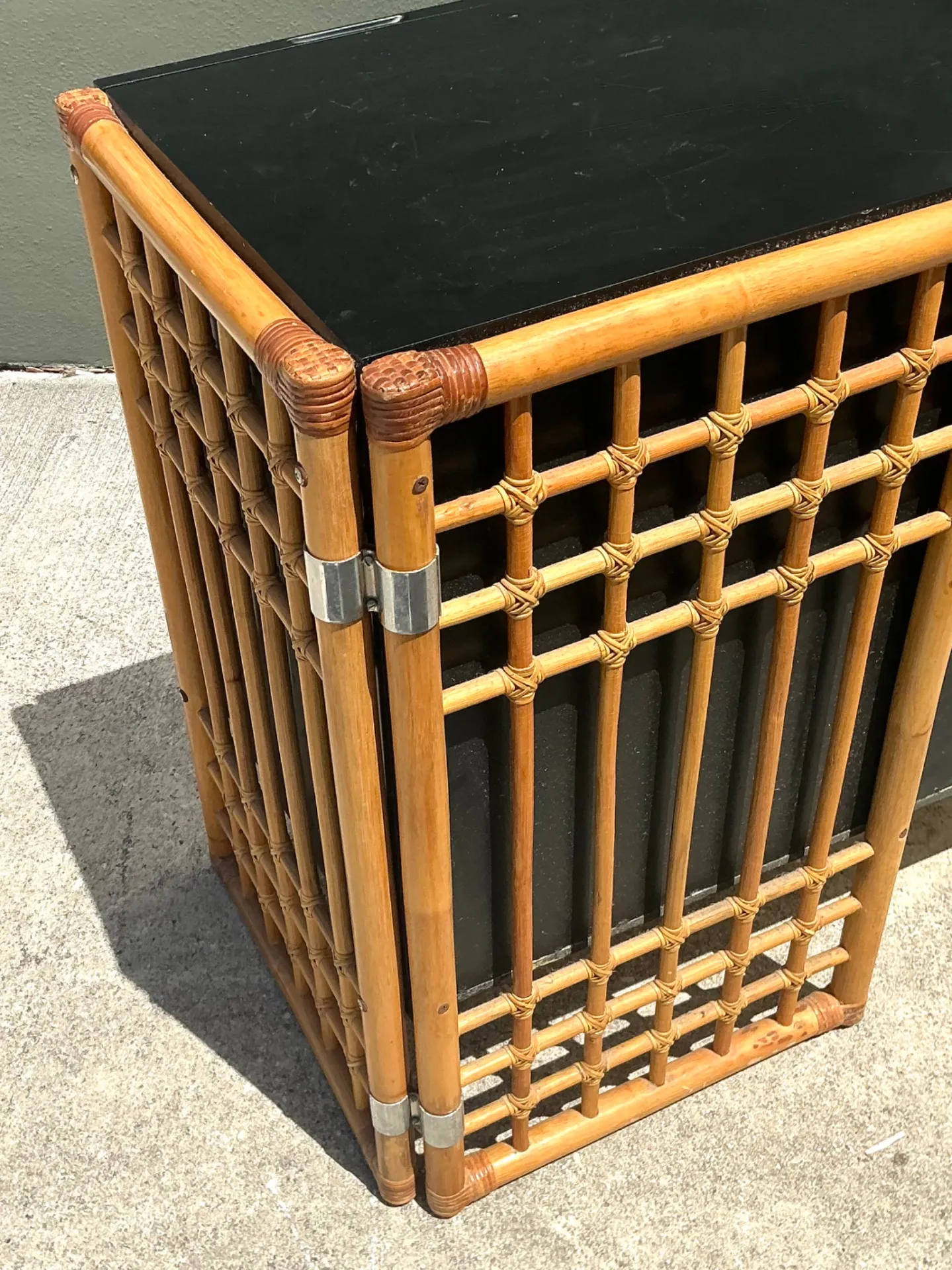 Vintage Rattan and Lacquered Wood Sideboard — additional photo 2