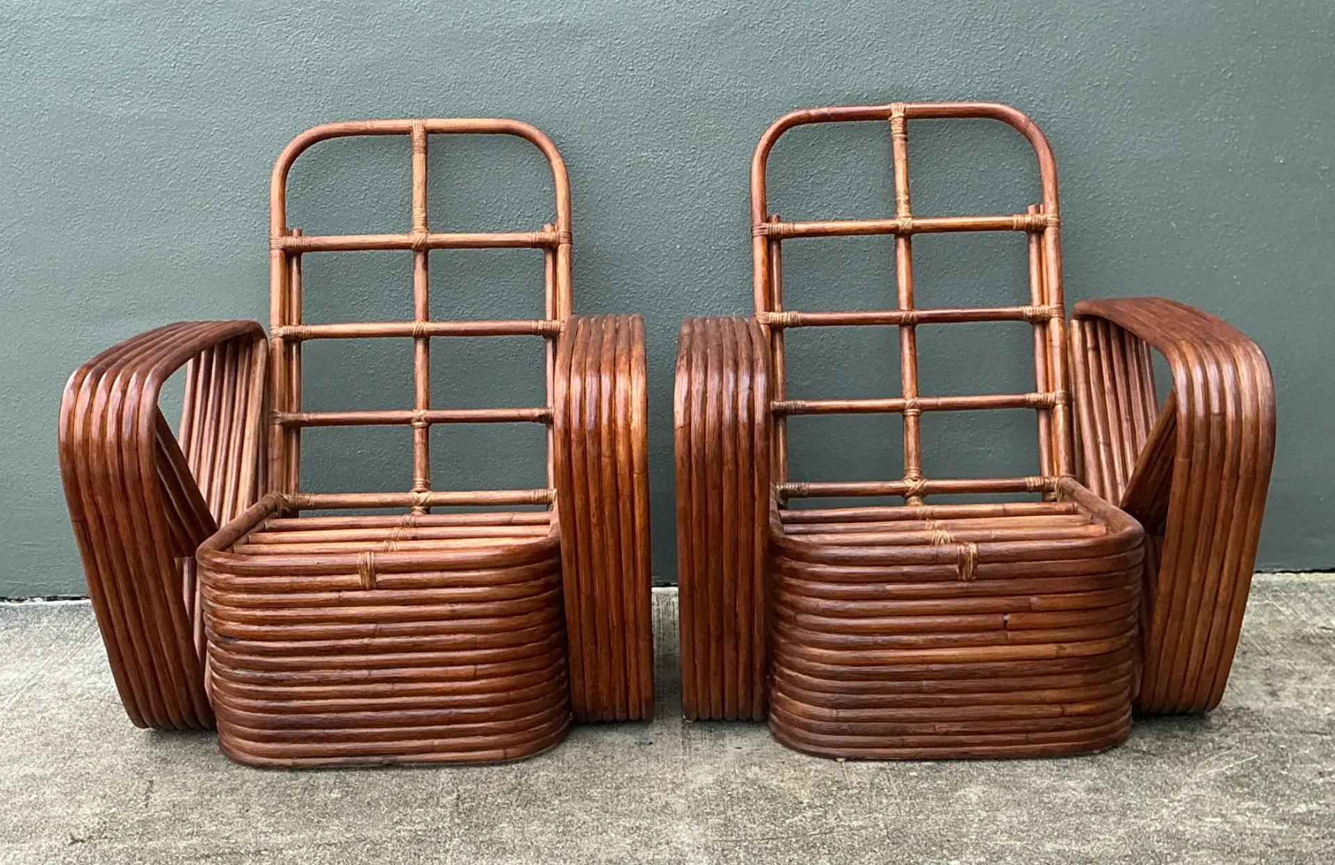 Vintage Paul Frankl Six Strand Rattan Lounge Chairs - A Pair — additional photo 8