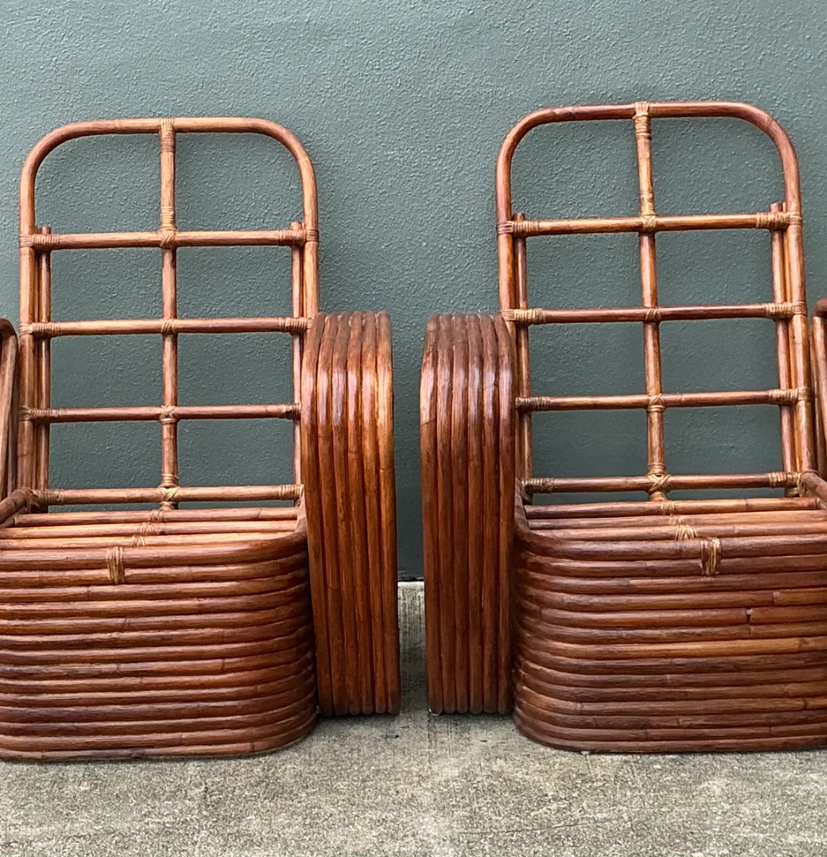 Vintage Paul Frankl Six Strand Rattan Lounge Chairs - A Pair — additional photo 8