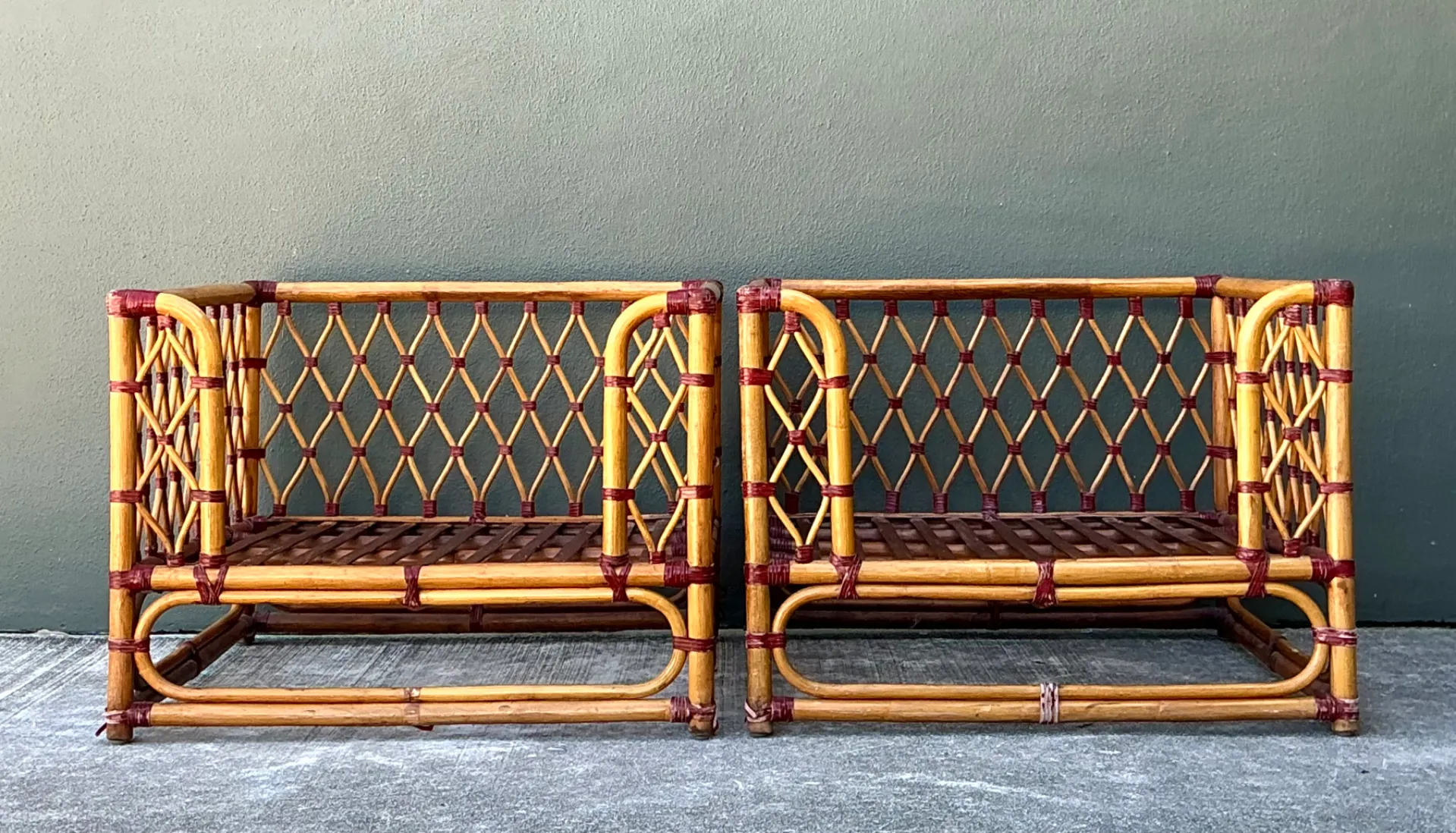 Vintage Wrapped Rattan Lounge Chairs - A Pair — additional photo 6