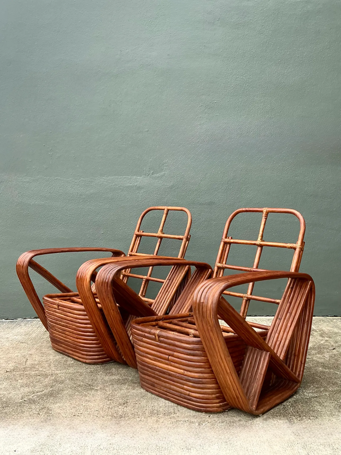Vintage Paul Frankl Six Strand Rattan Lounge Chairs - A Pair — additional photo 2