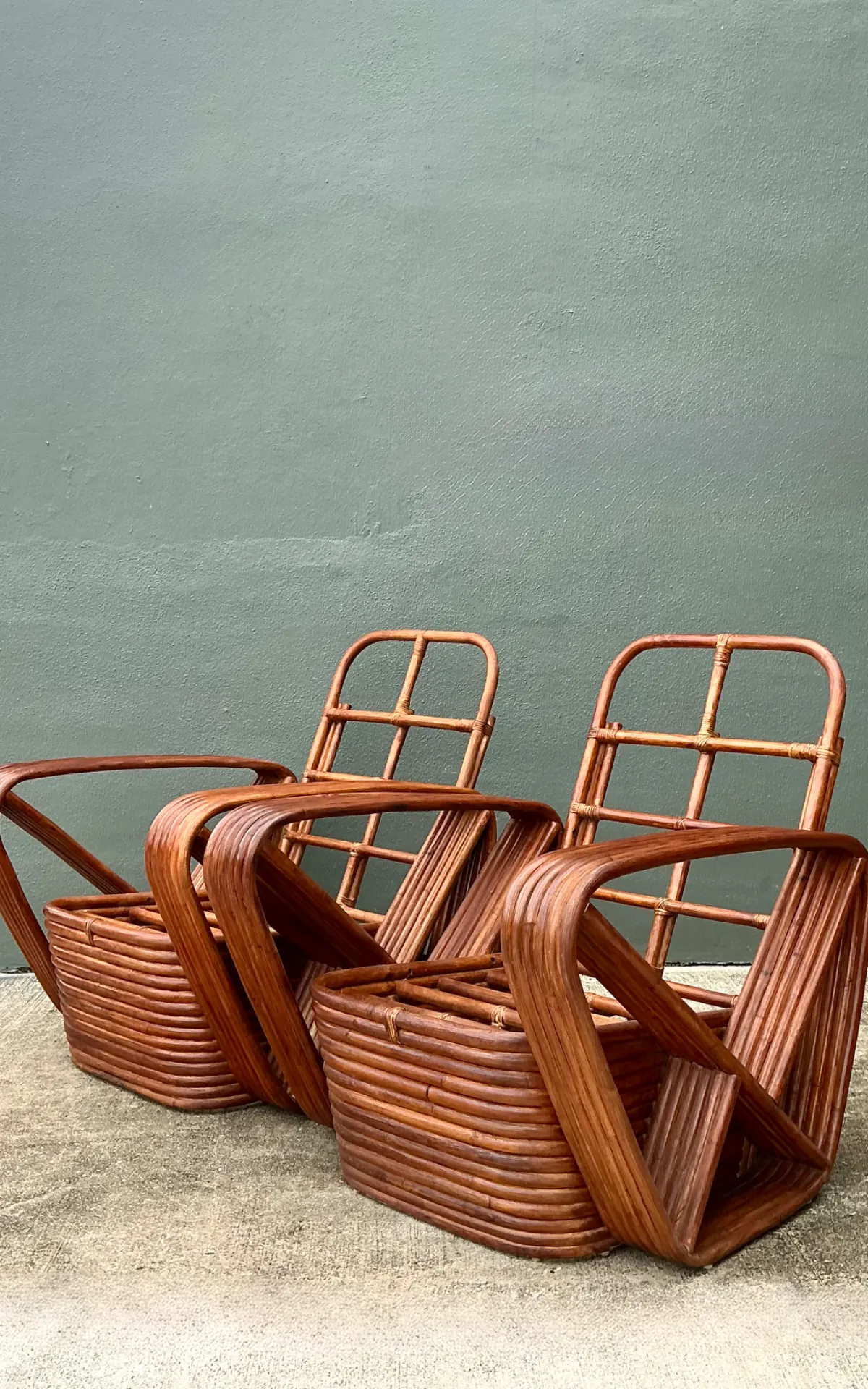 Vintage Paul Frankl Six Strand Rattan Lounge Chairs - A Pair — additional photo 2