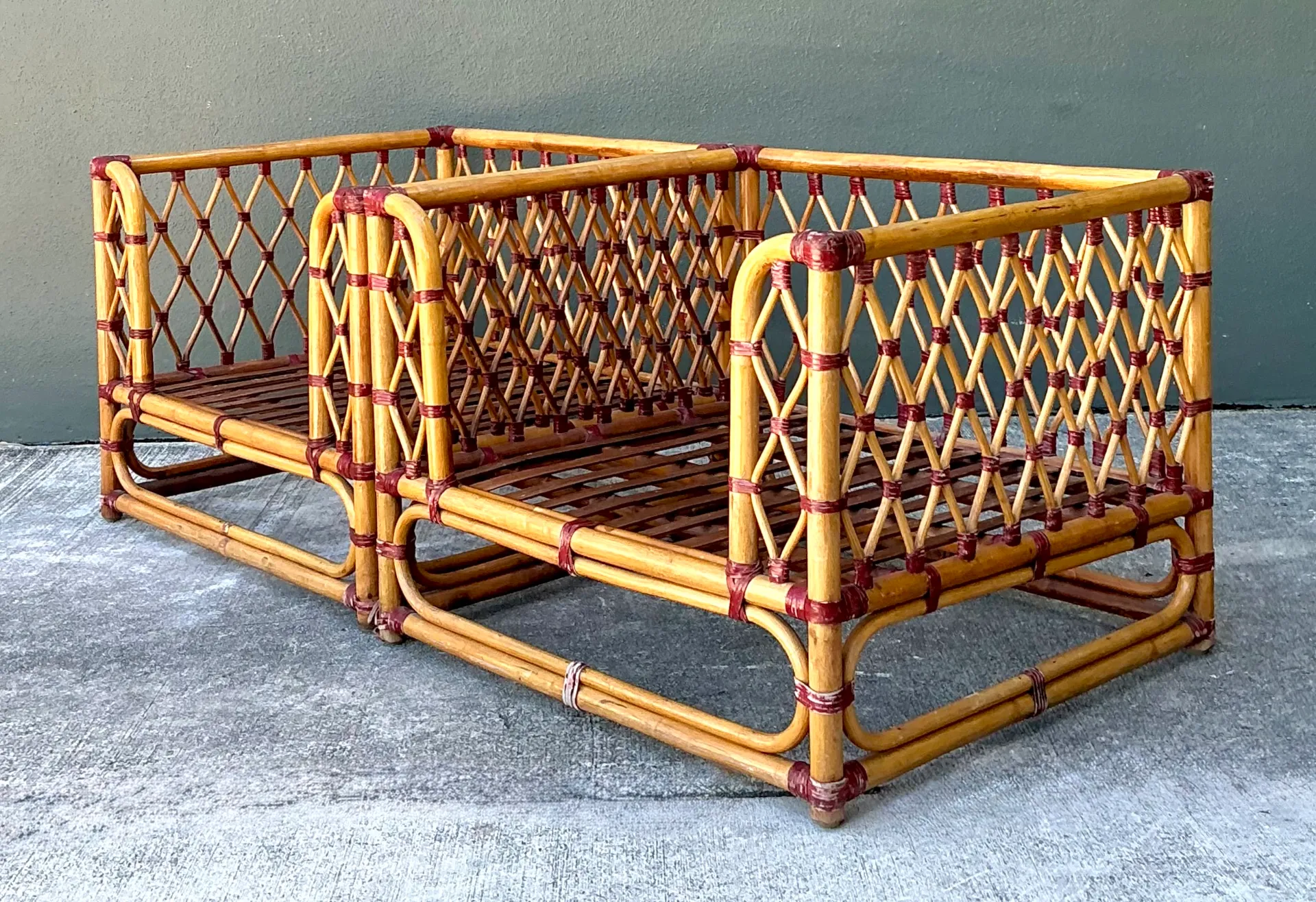 Vintage Wrapped Rattan Lounge Chairs - A Pair — additional photo 8