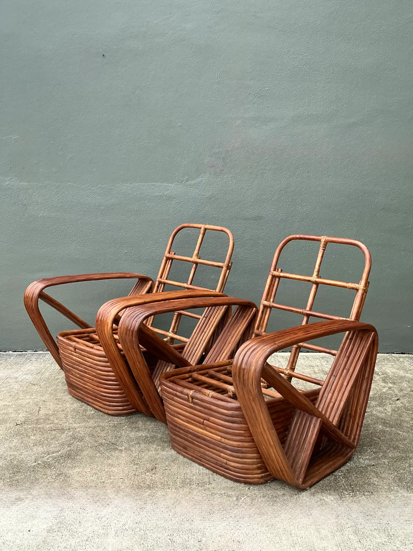 Vintage Paul Frankl Six Strand Rattan Lounge Chairs - A Pair — additional photo 4