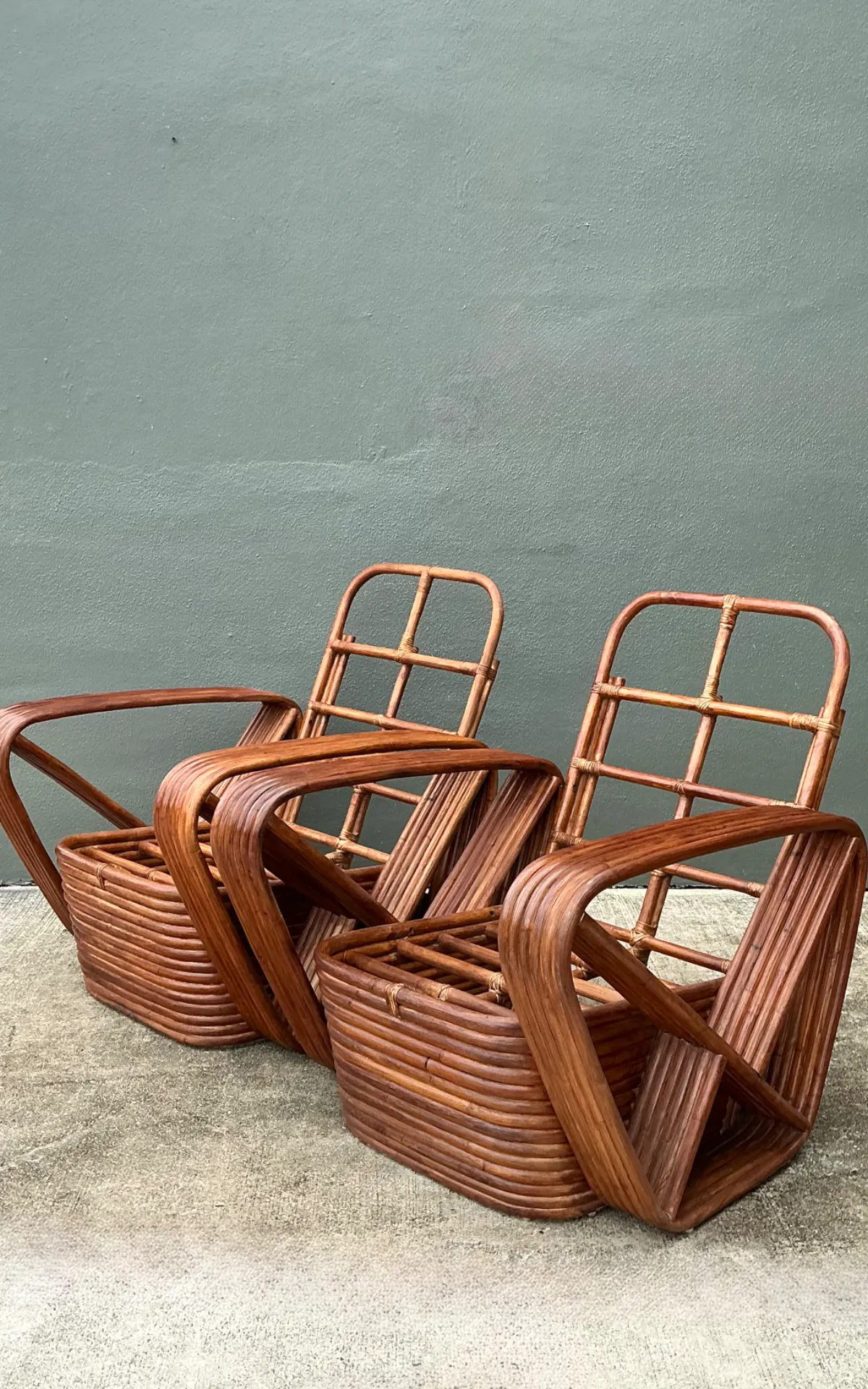 Vintage Paul Frankl Six Strand Rattan Lounge Chairs - A Pair — additional photo 4