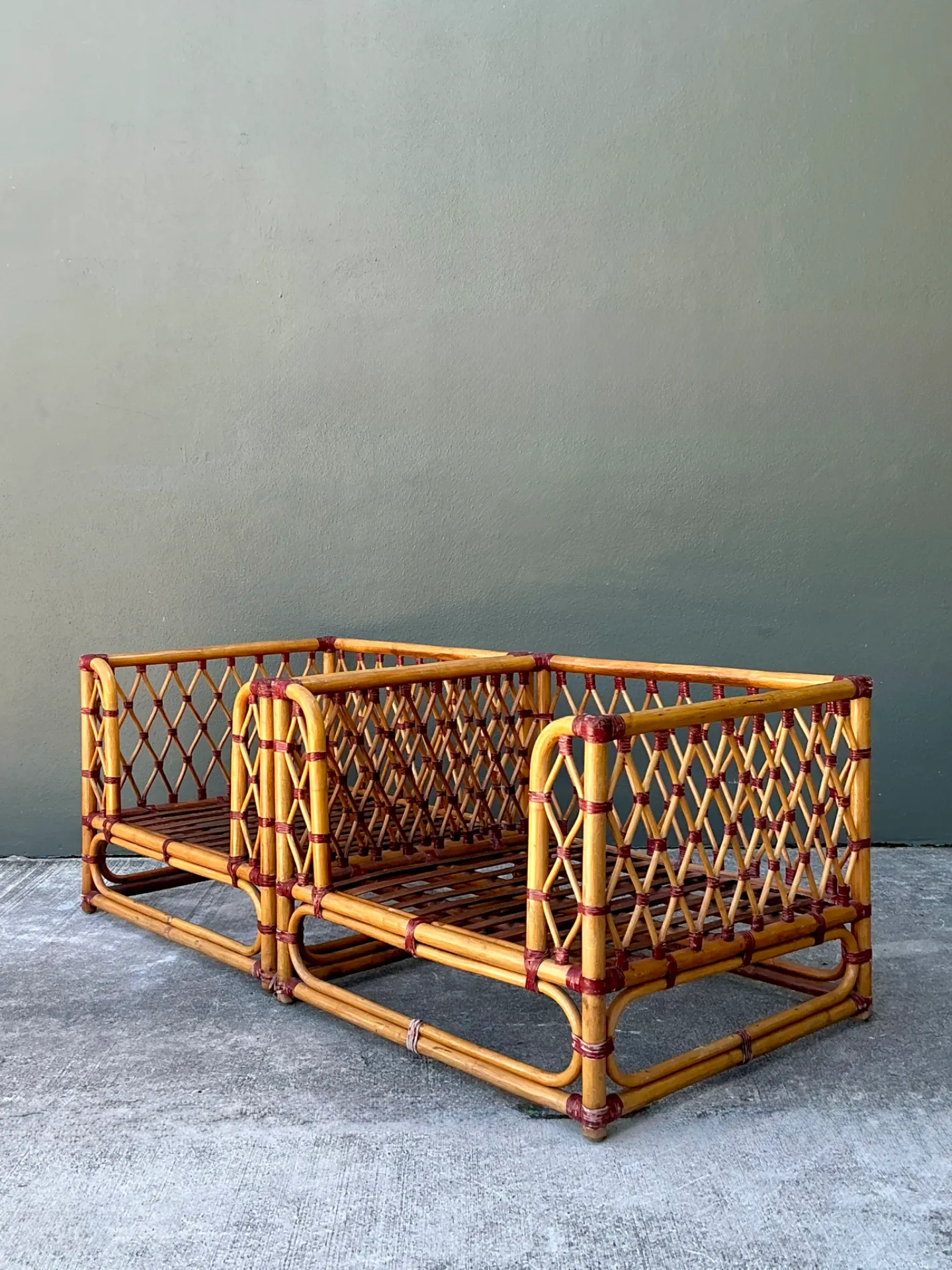 Vintage Wrapped Rattan Lounge Chairs - A Pair — additional photo 3