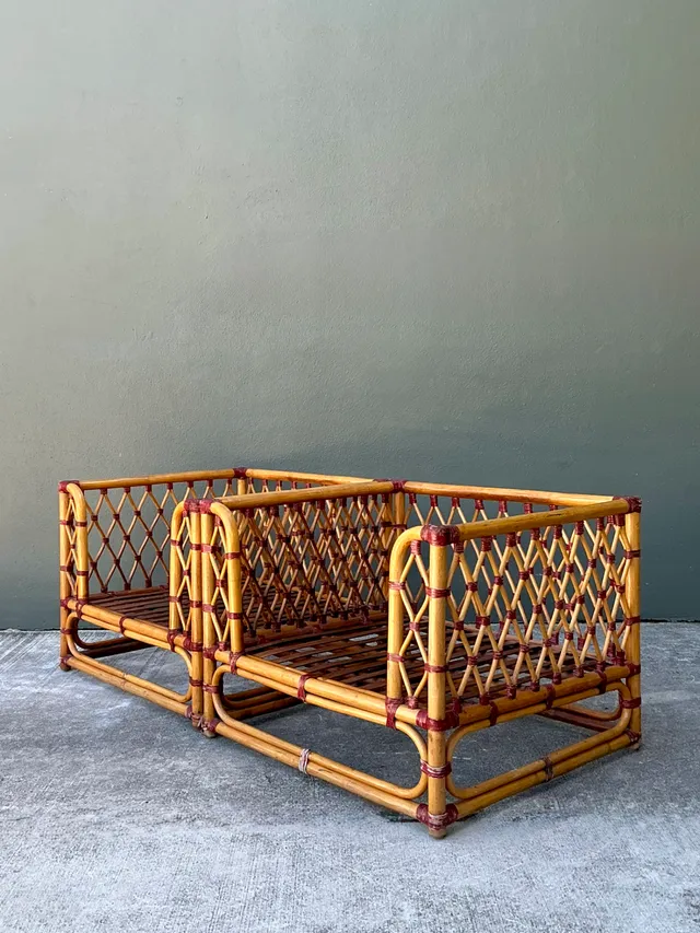 Vintage Wrapped Rattan Lounge Chairs - A Pair — additional photo 3
