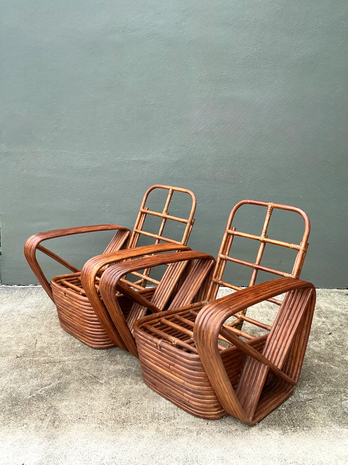 Vintage Paul Frankl Six Strand Rattan Lounge Chairs - A Pair — additional photo 6