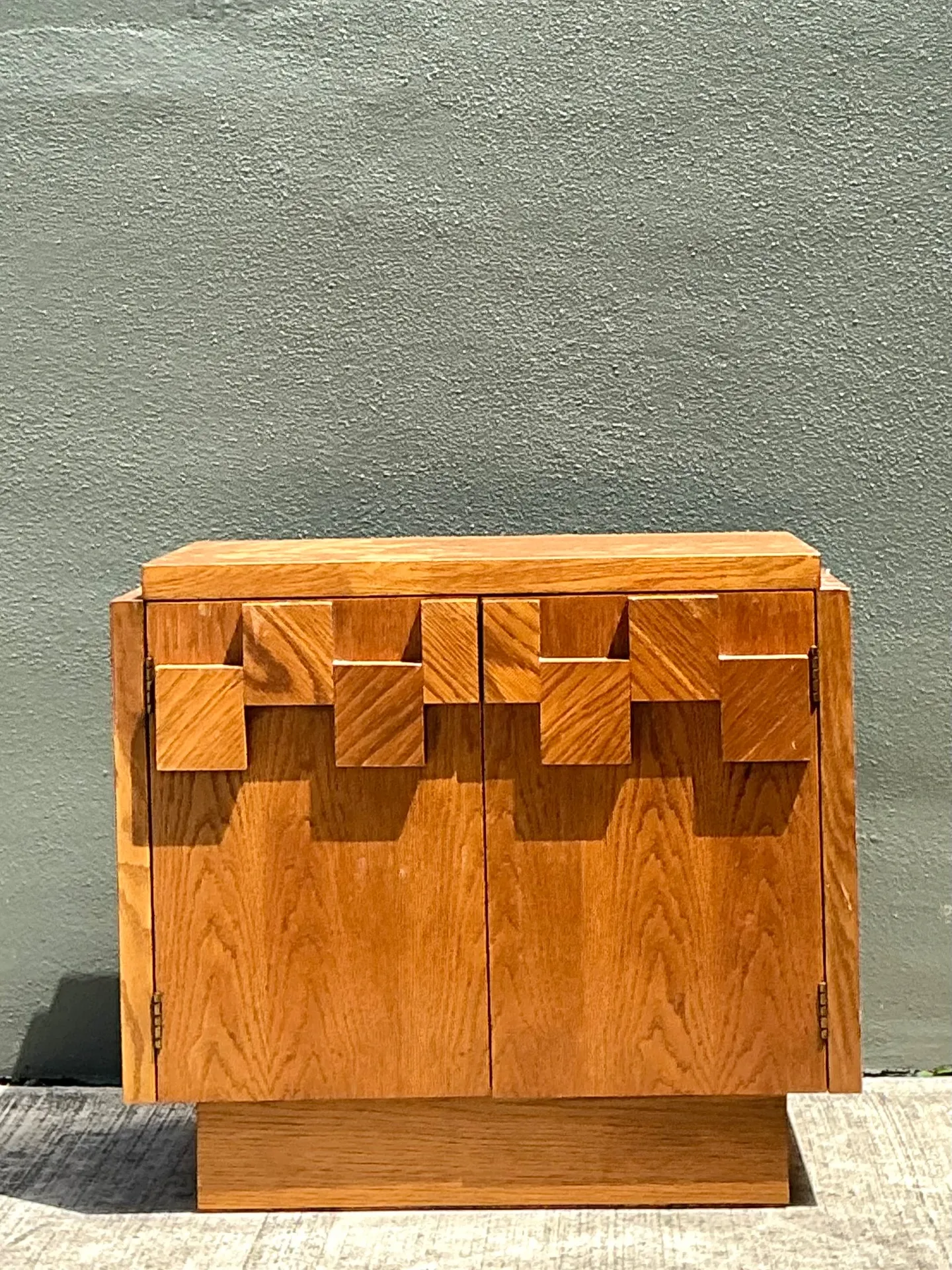 Vintage Brutalist Geometric Wood Cabinet — additional photo 4