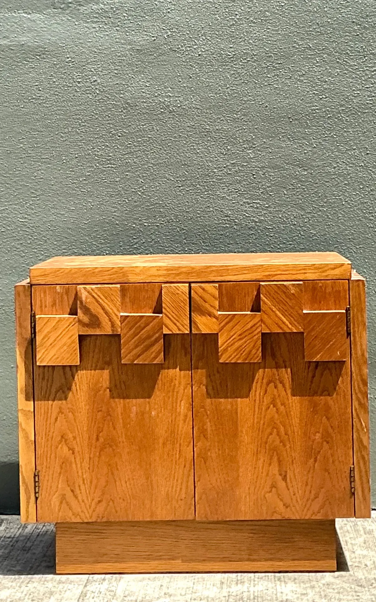 Vintage Brutalist Geometric Wood Cabinet — additional photo 4