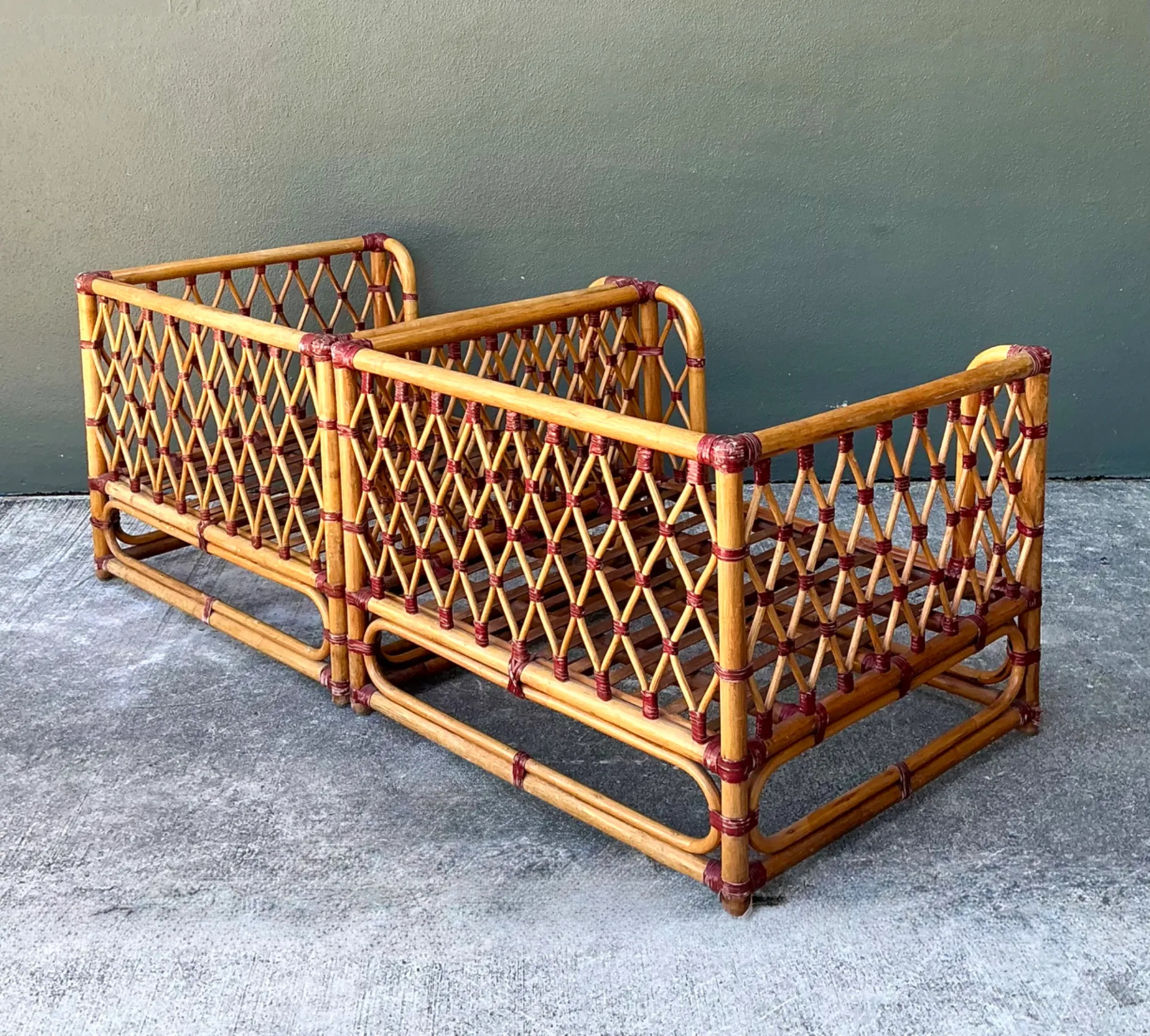 Vintage Wrapped Rattan Lounge Chairs - A Pair — additional photo 2