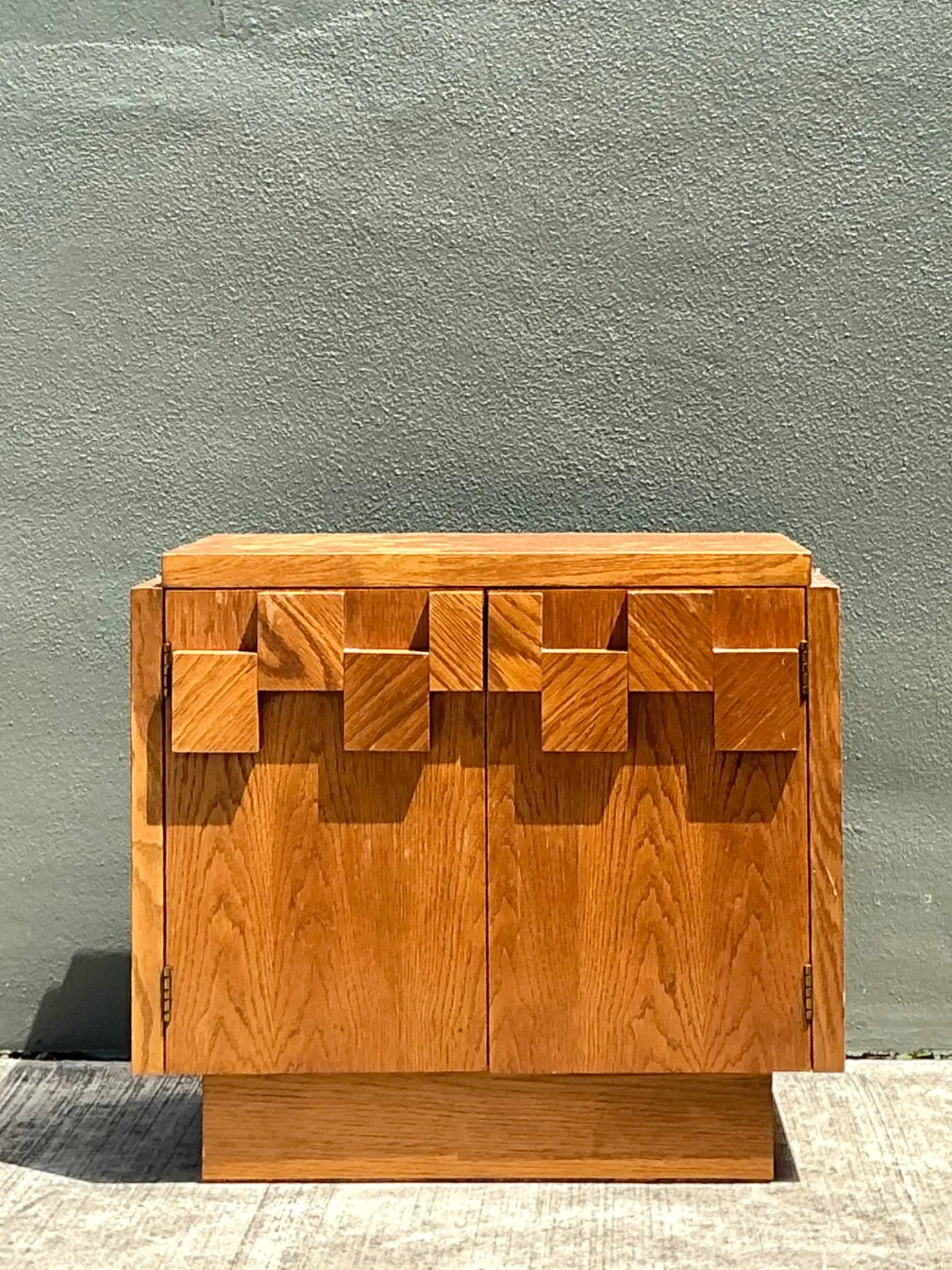 Vintage Brutalist Geometric Wood Cabinet — additional photo 8