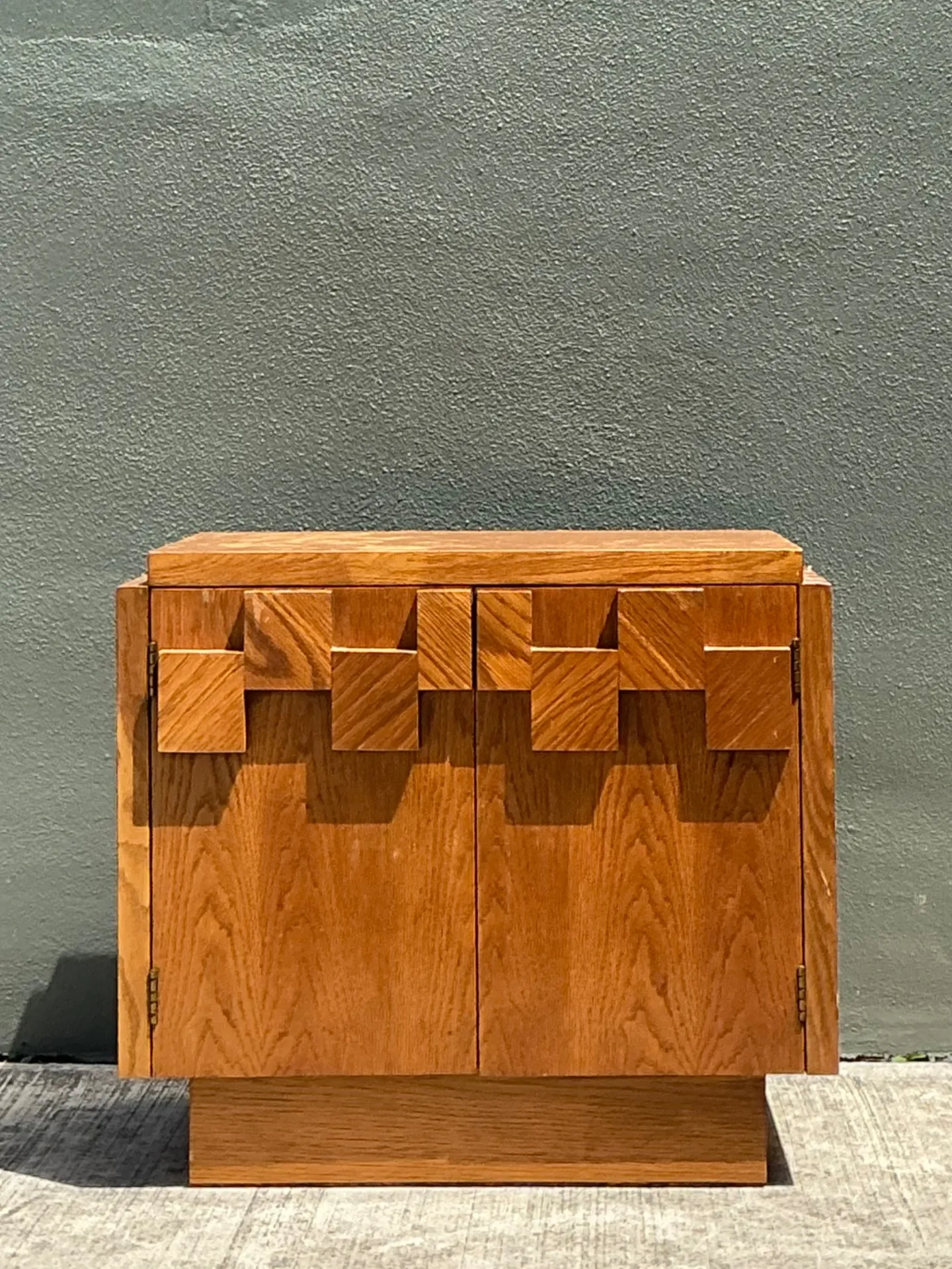 Vintage Brutalist Geometric Wood Cabinet — additional photo 6