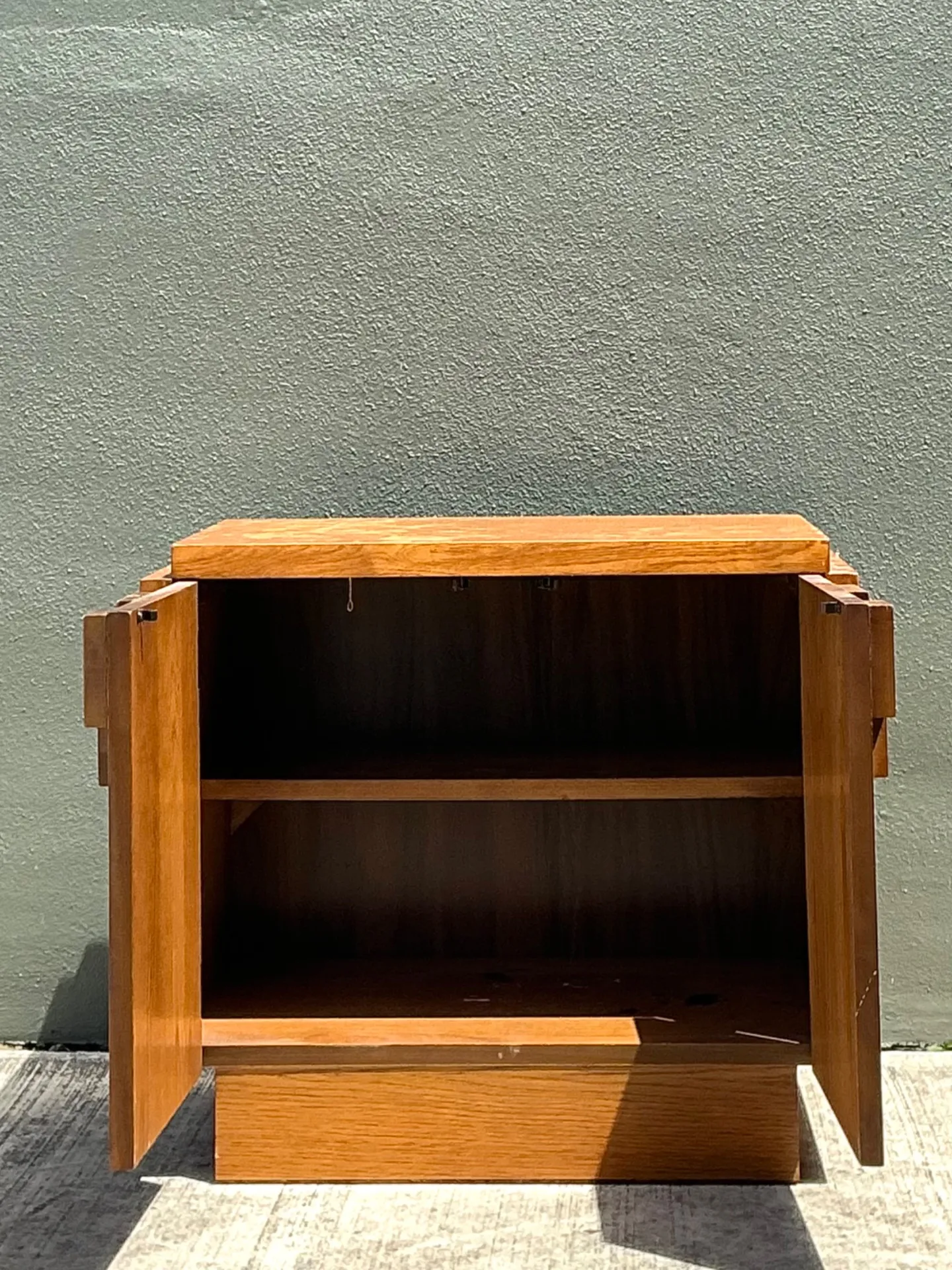 Vintage Brutalist Geometric Wood Cabinet — additional photo 1