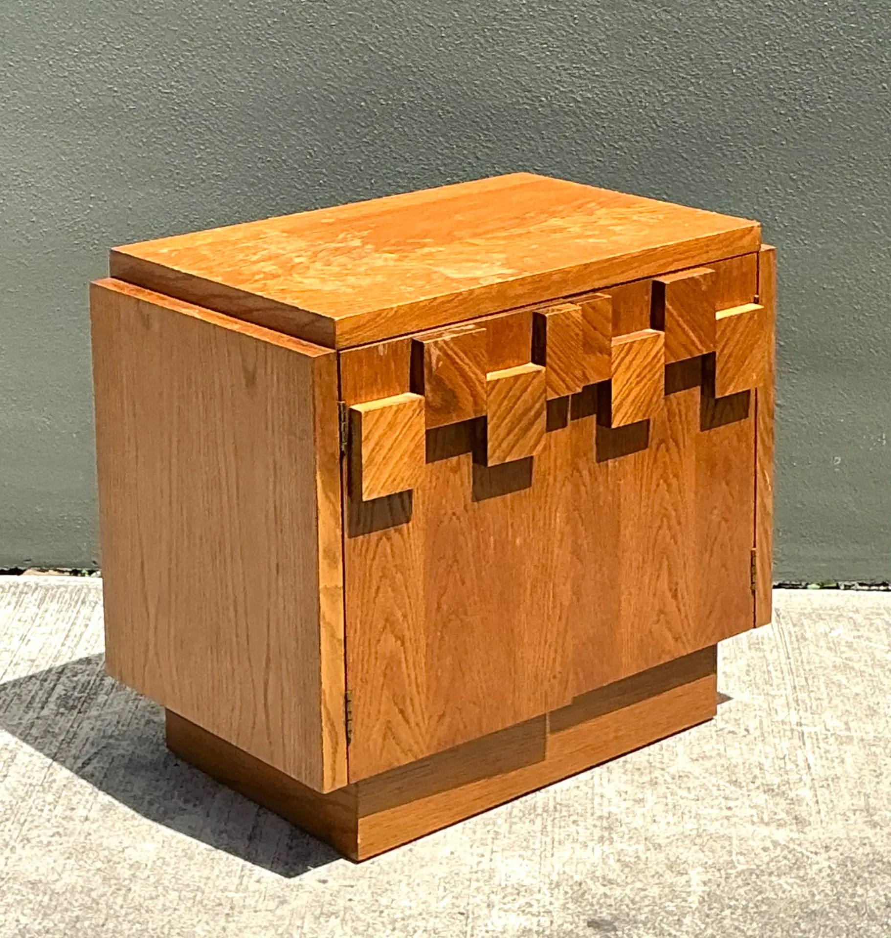 Vintage Brutalist Geometric Wood Cabinet — additional photo 7