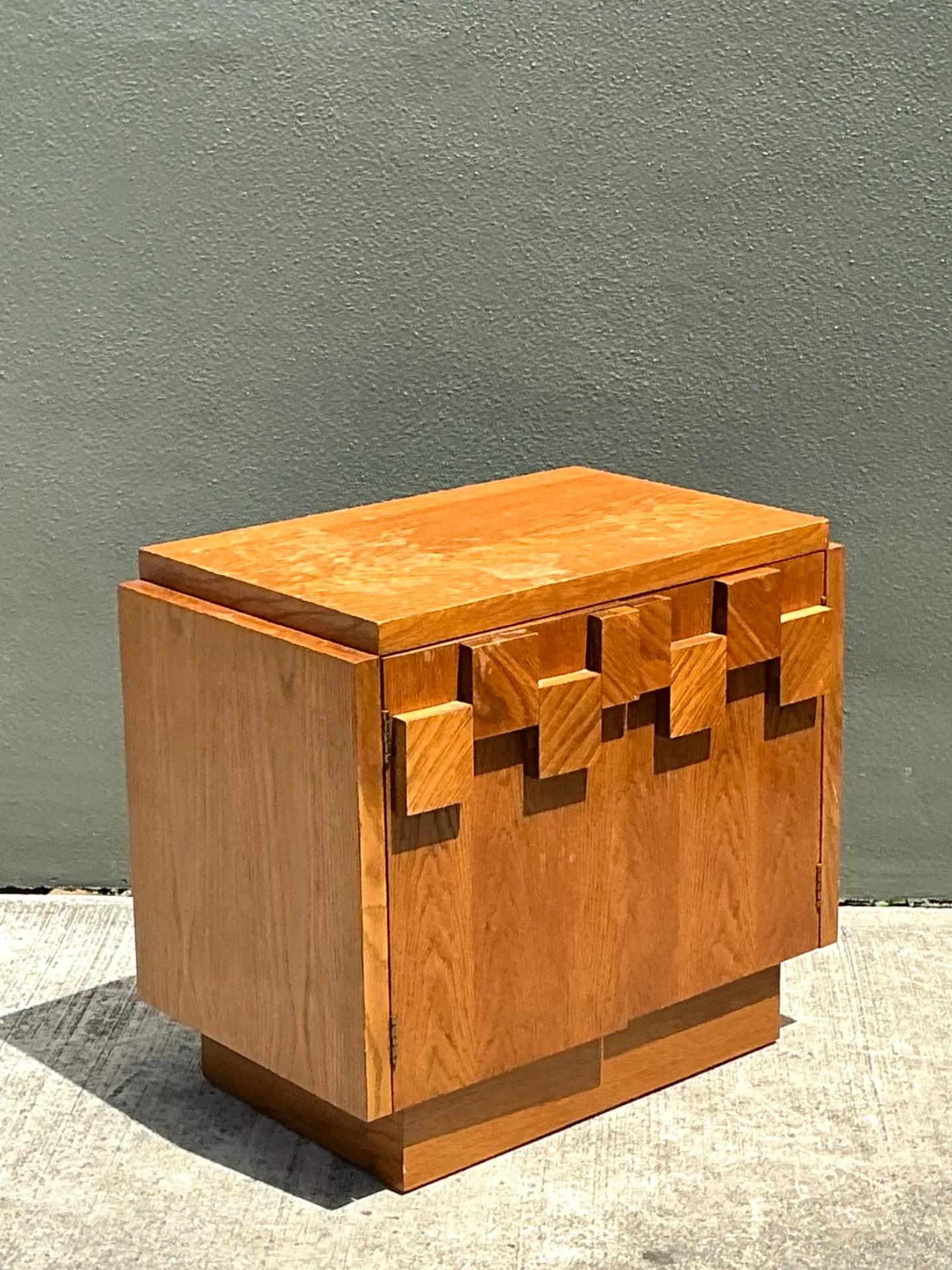 Vintage Brutalist Geometric Wood Cabinet — additional photo 5