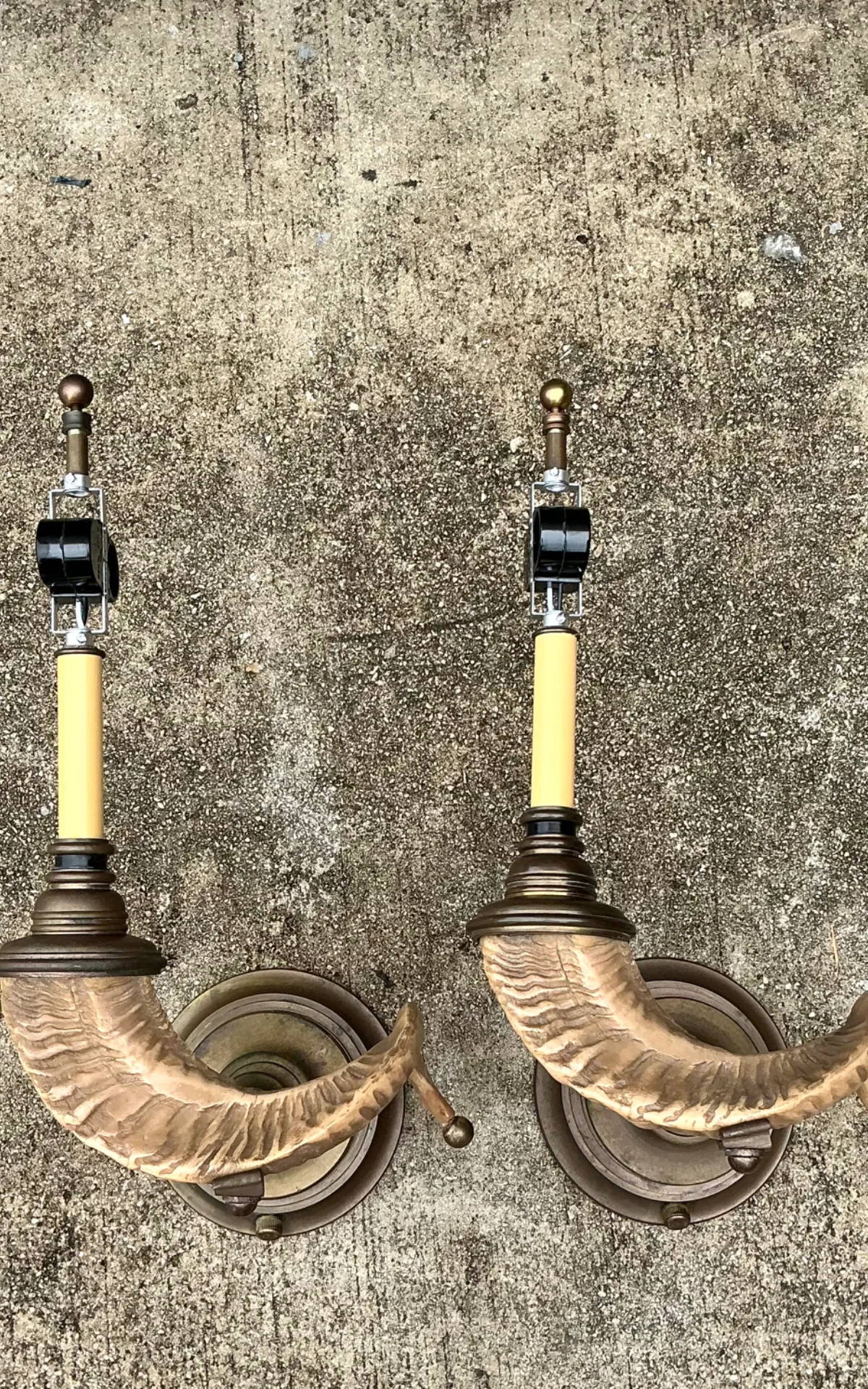 Vintage Brass Twisted Horn Wall Sconces — additional photo 8