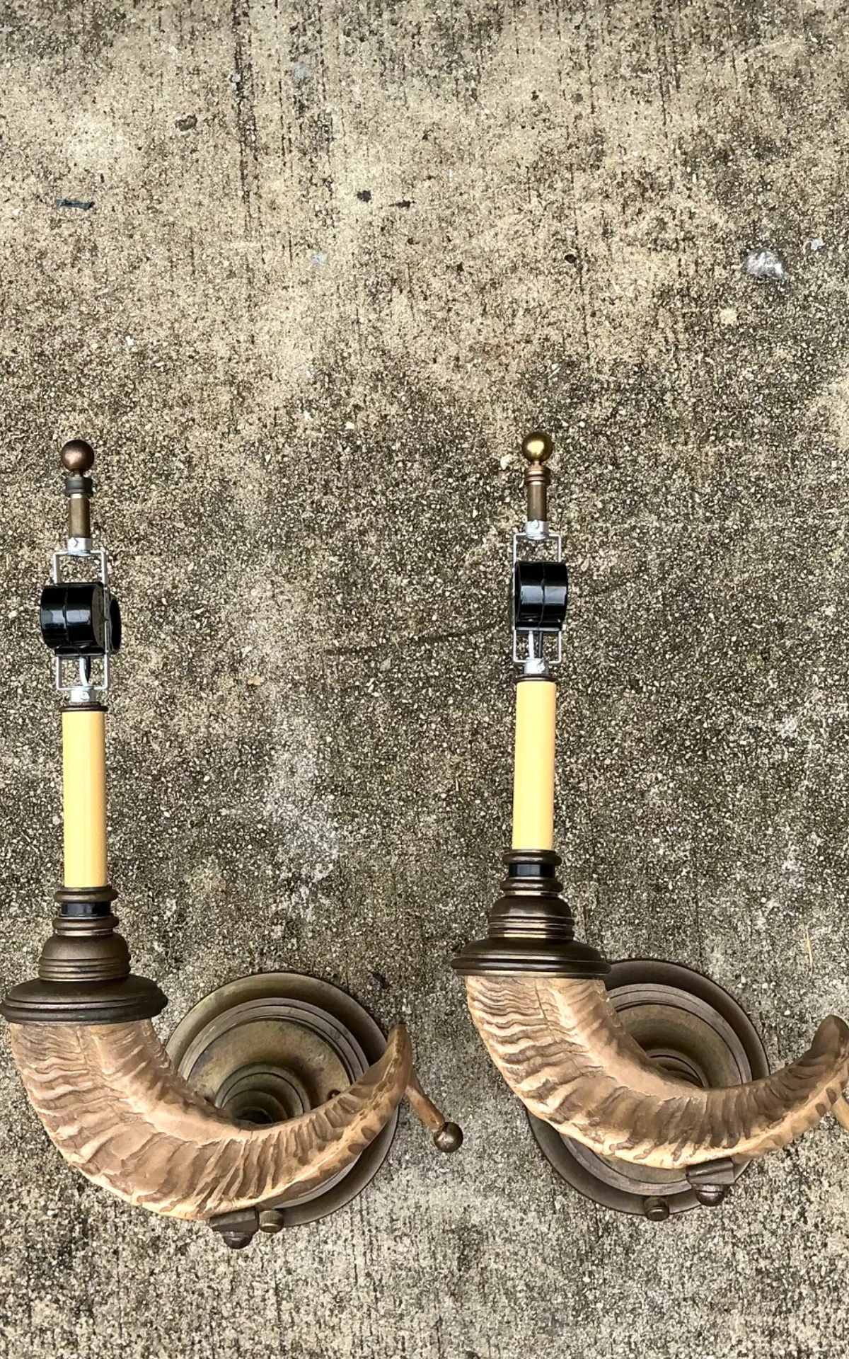 Vintage Brass Twisted Horn Wall Sconces — additional photo 3