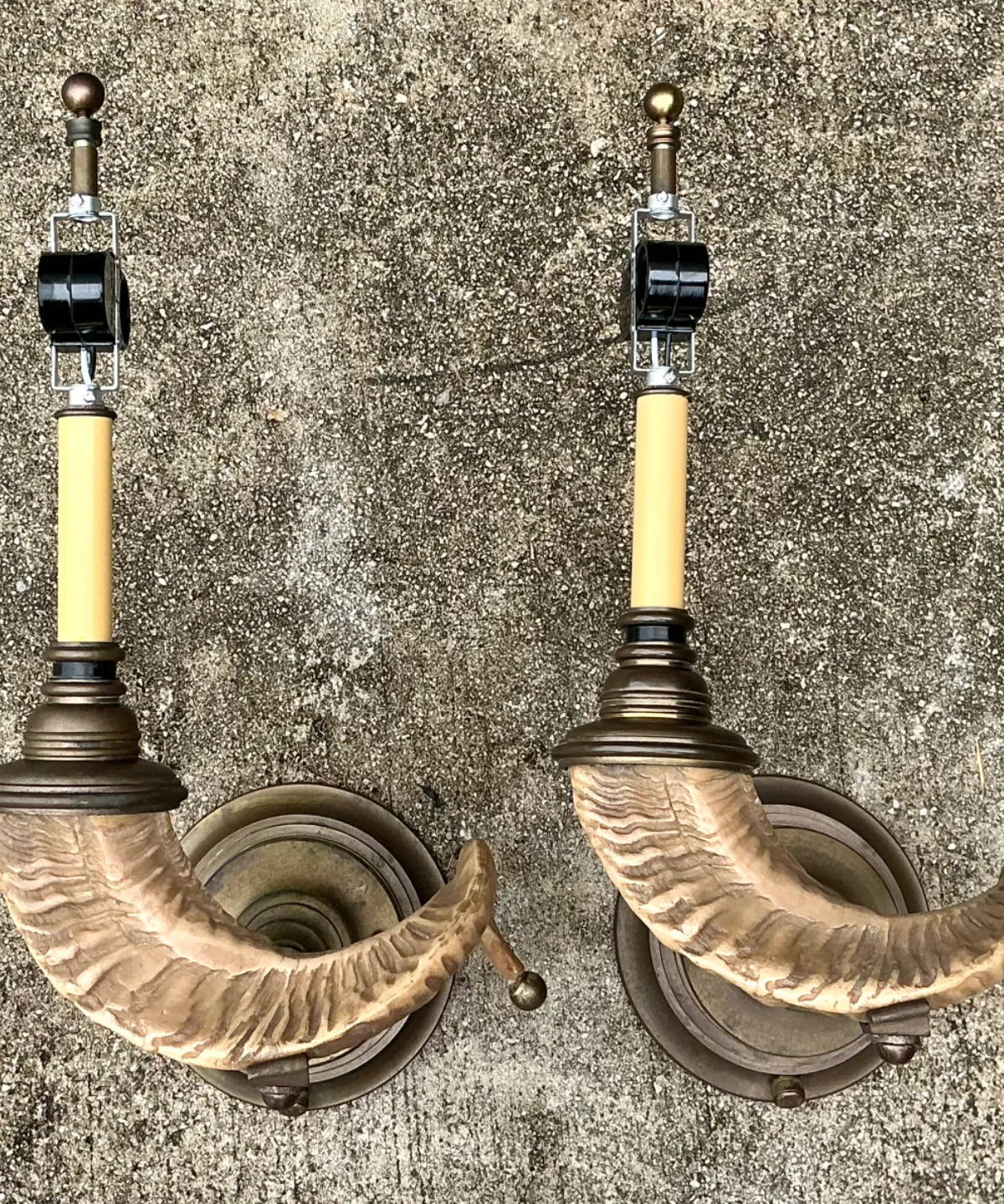 Vintage Brass Twisted Horn Wall Sconces — additional photo 6