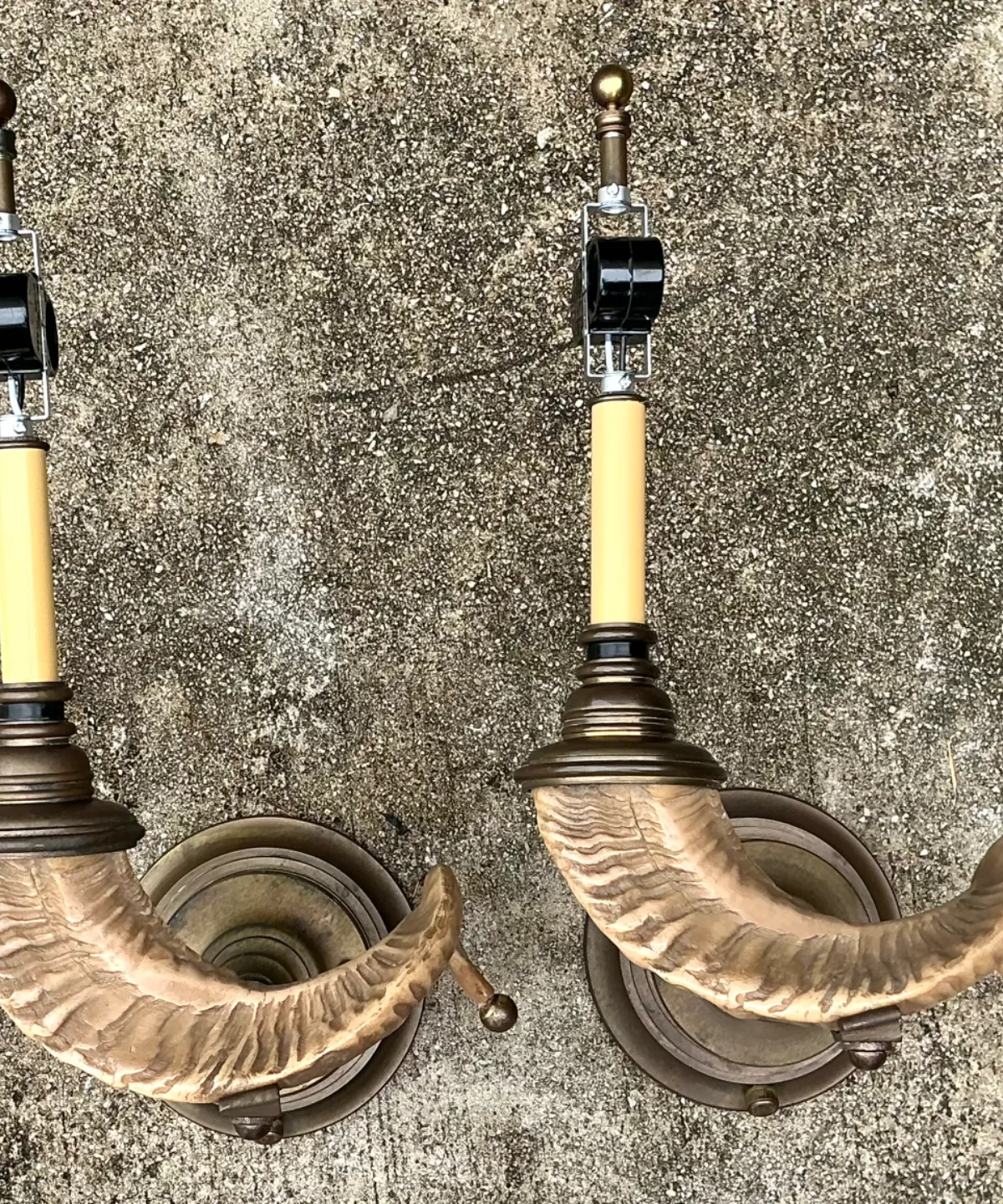 Vintage Brass Twisted Horn Wall Sconces — additional photo 7