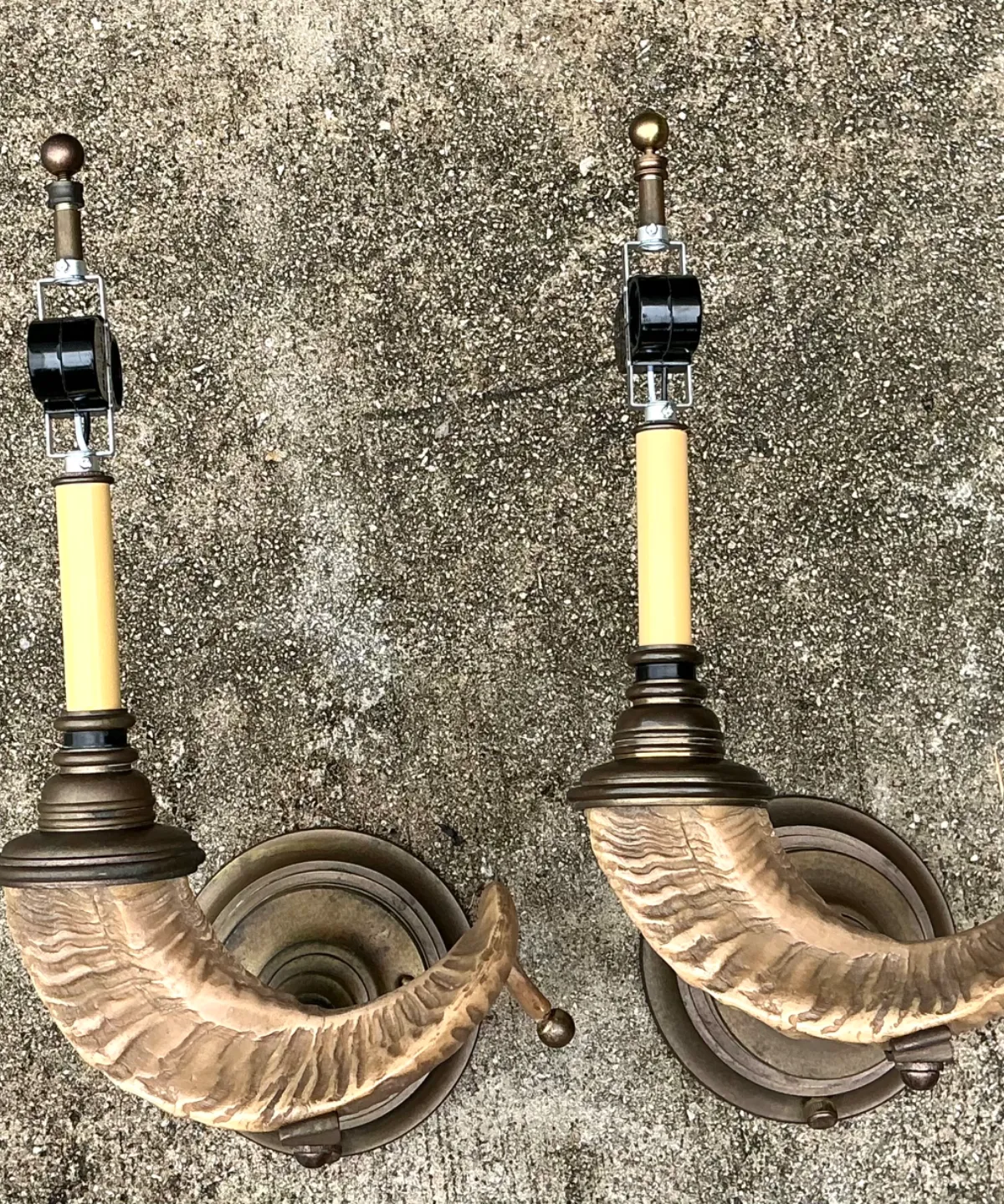 Vintage Brass Twisted Horn Wall Sconces — additional photo 4