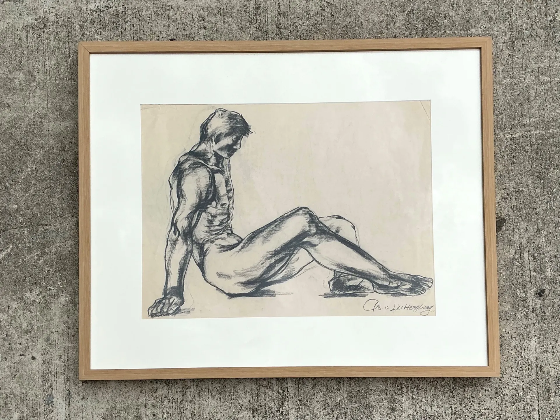 Vintage Original Nude Drawing Of Man On Paper — additional photo 5