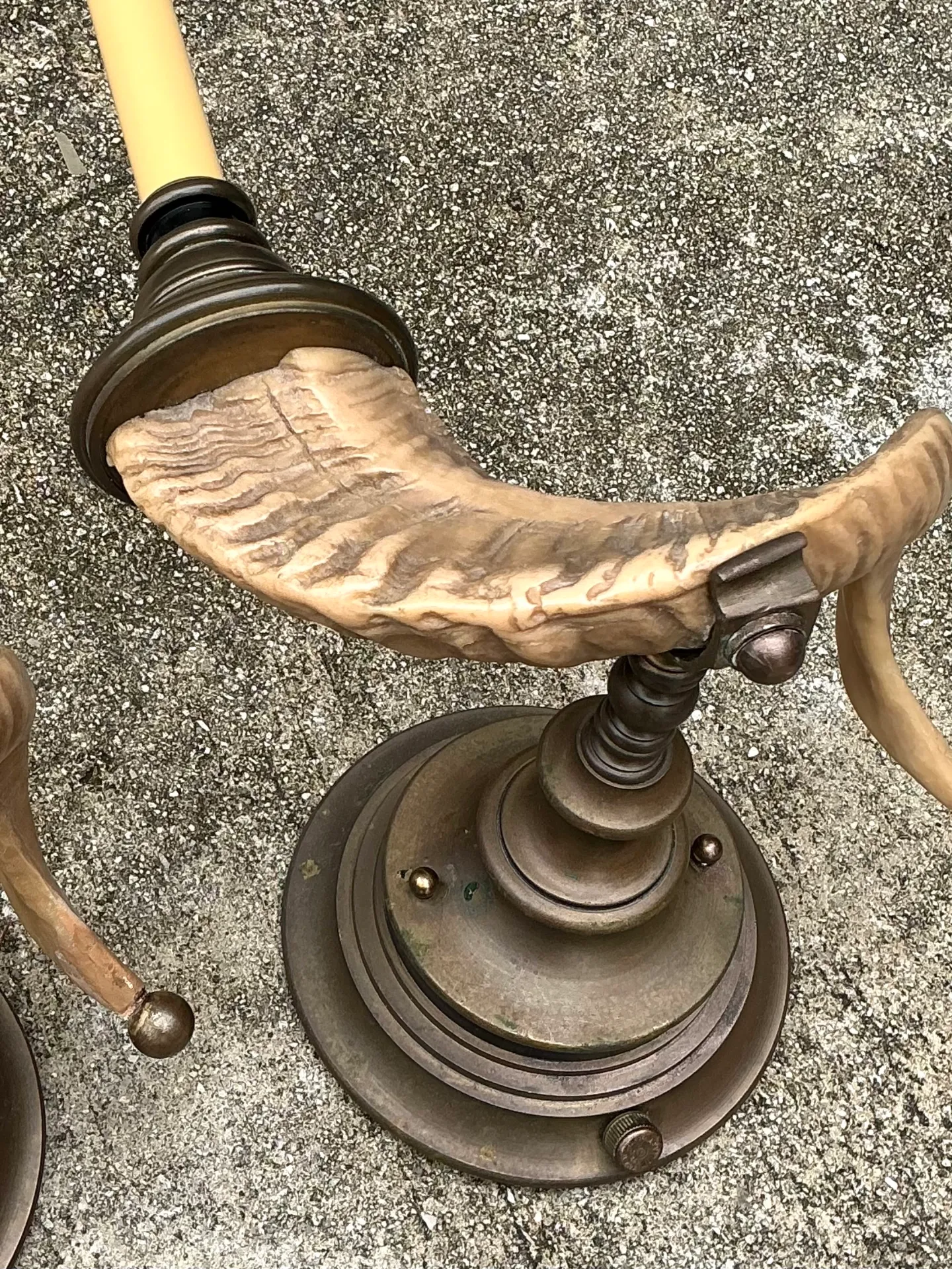 Vintage Brass Twisted Horn Wall Sconces — additional photo 2