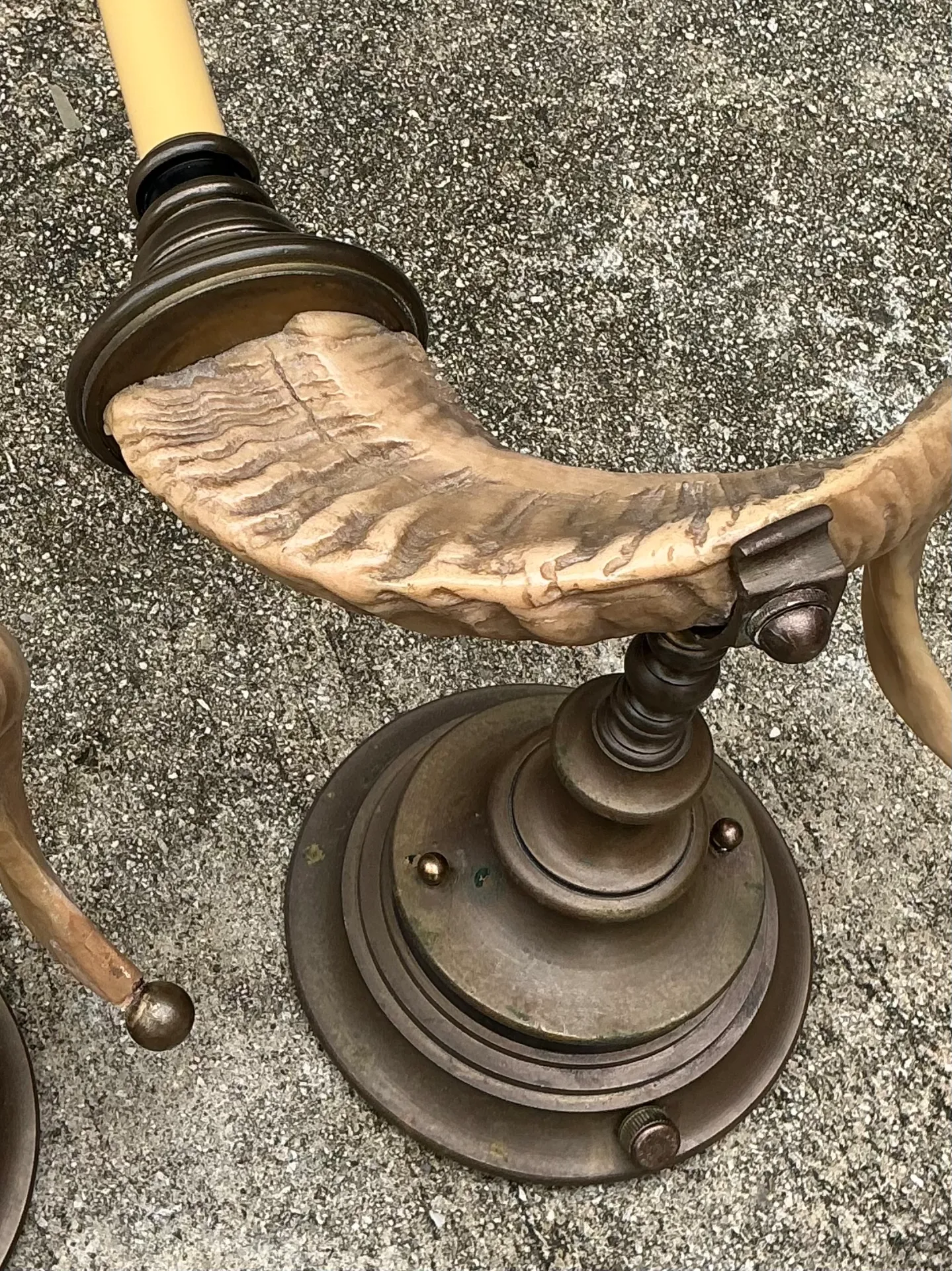 Vintage Brass Twisted Horn Wall Sconces — additional photo 5