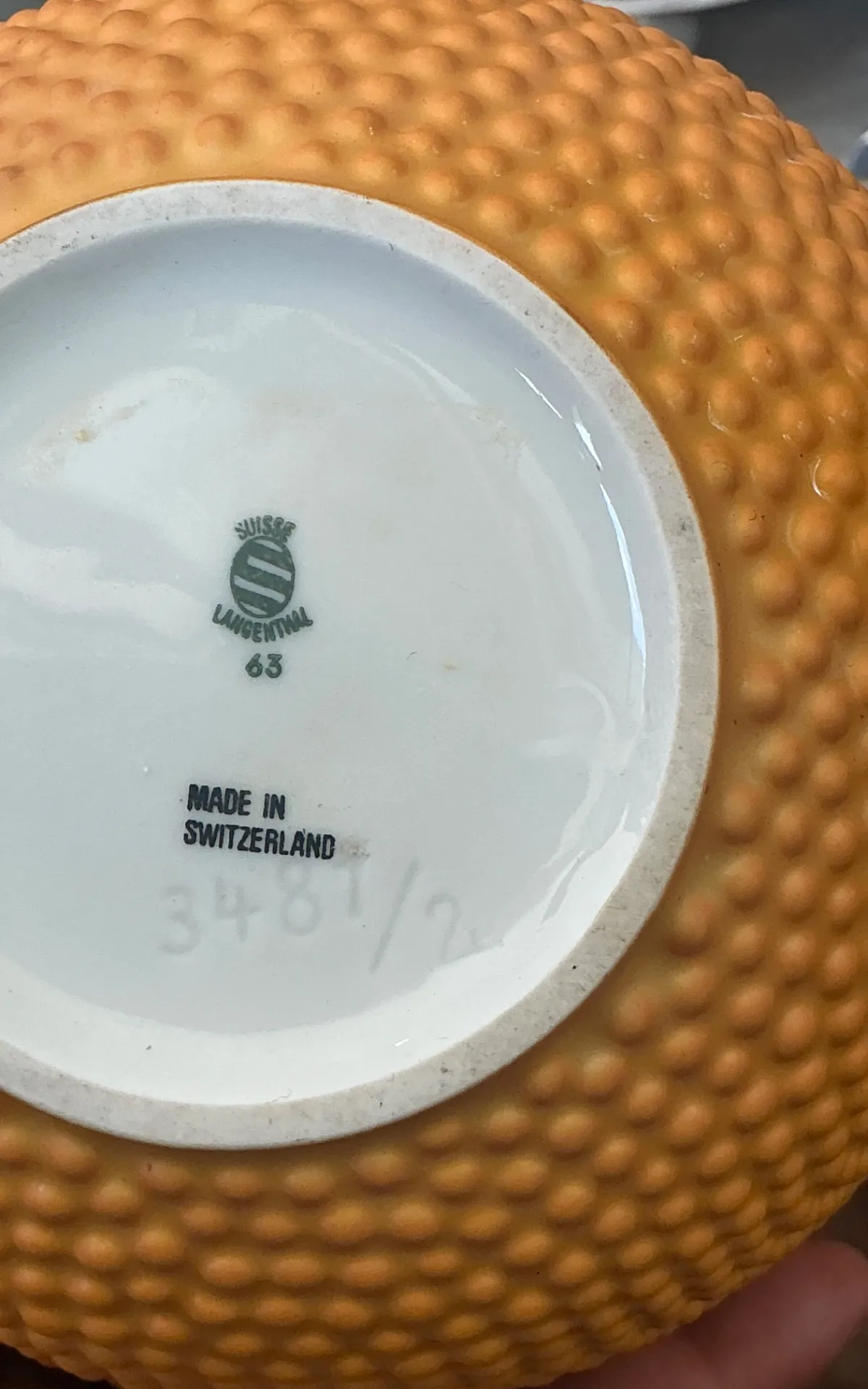 Mid-Century Modern Swiss Orange Ceramic Vase — additional photo 2
