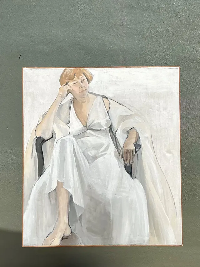 Vintage Portrait of Seated Woman Oil Painting — additional photo 7