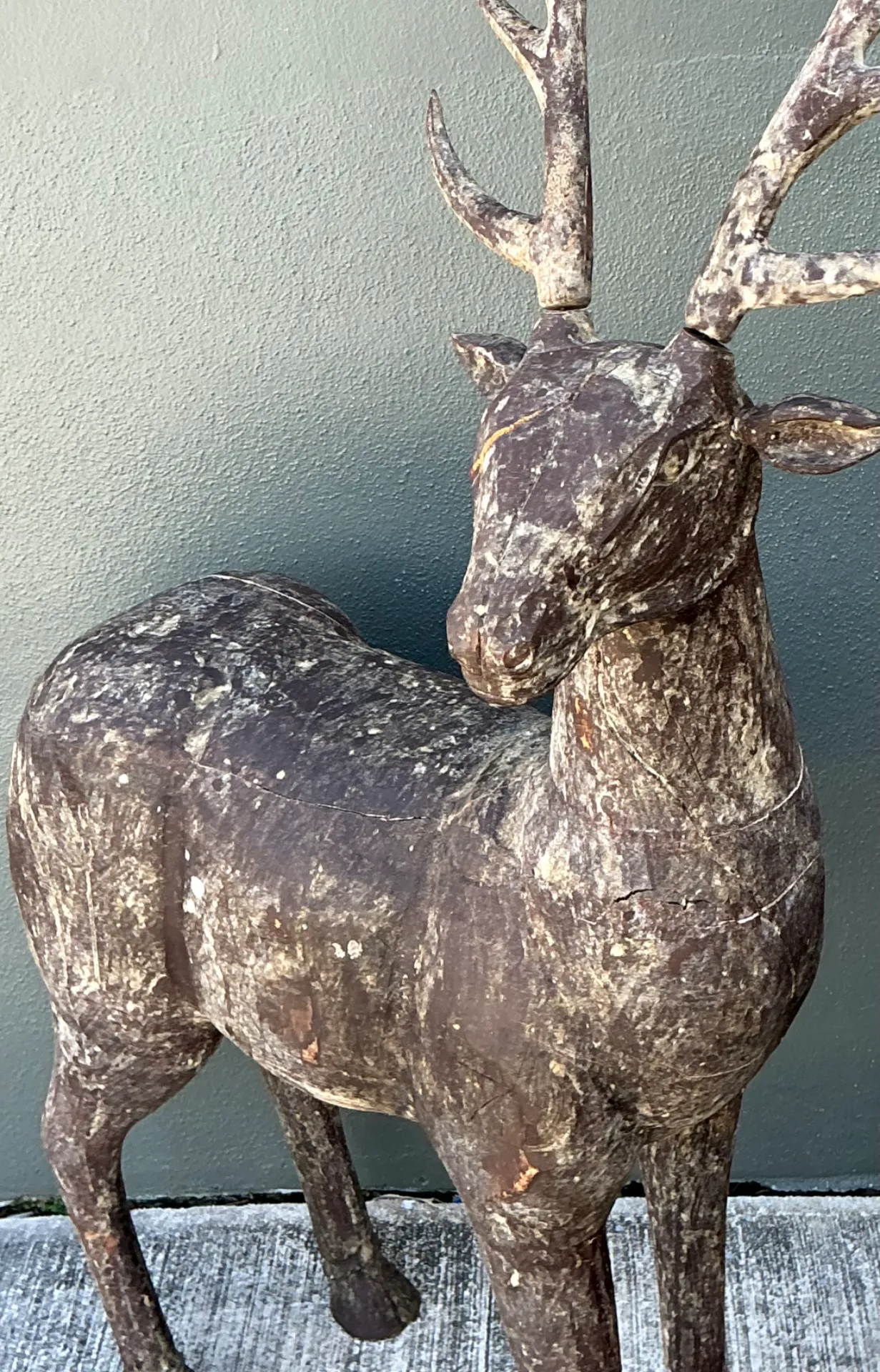 Vintage Carved Wood Deer Sculptures - Pair — additional photo 8